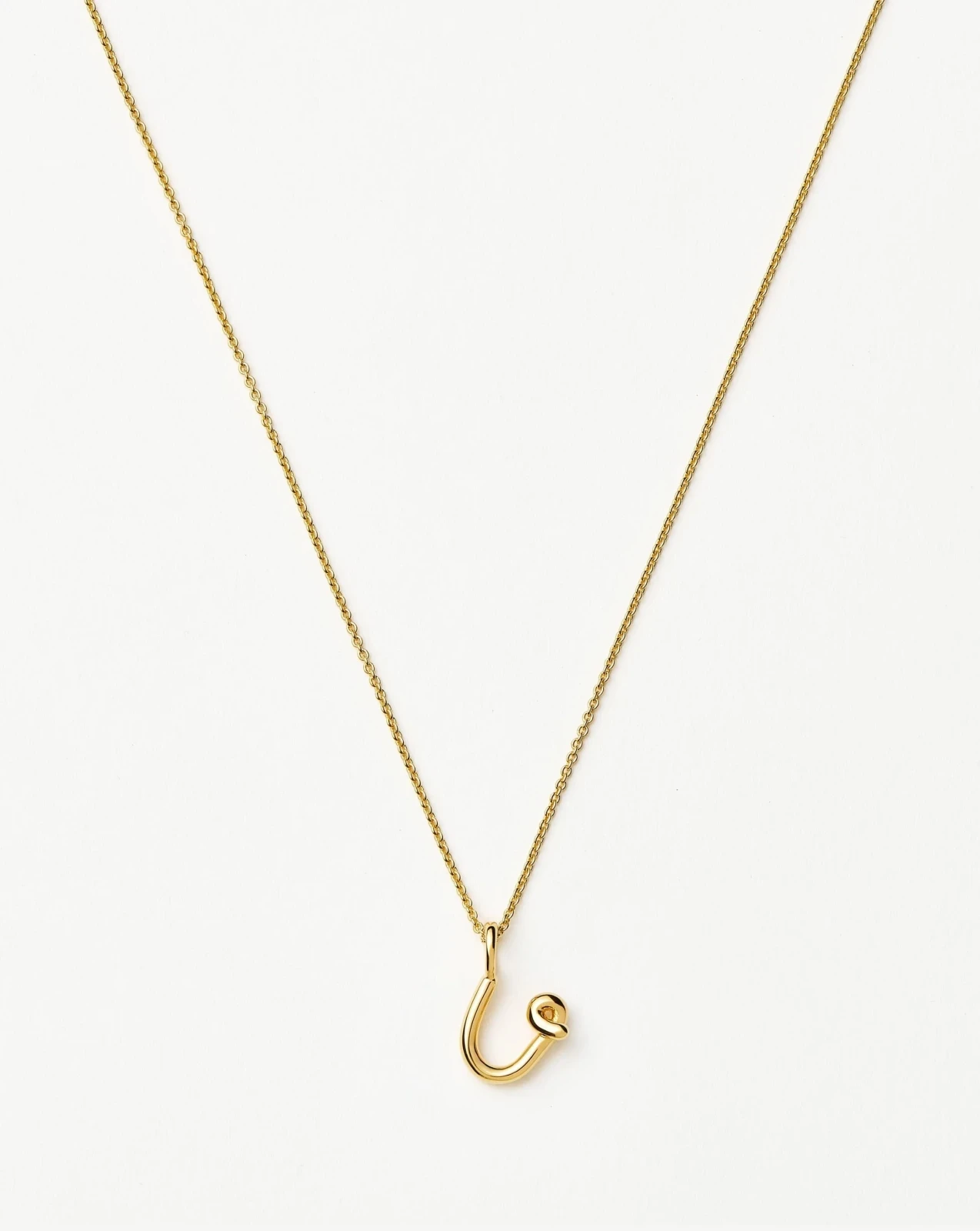 Curly Molten Mini Initial Necklace - U | 18ct Gold Vermeil