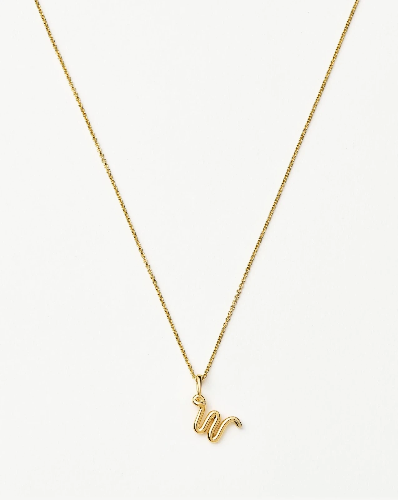 Curly Molten Mini Initial Necklace - W | 18ct Gold Vermeil