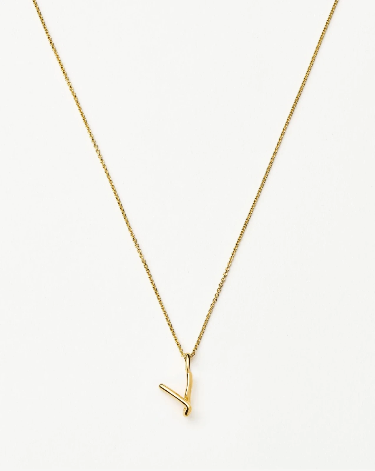Curly Molten Mini Initial Necklace - V | 18ct Gold Vermeil