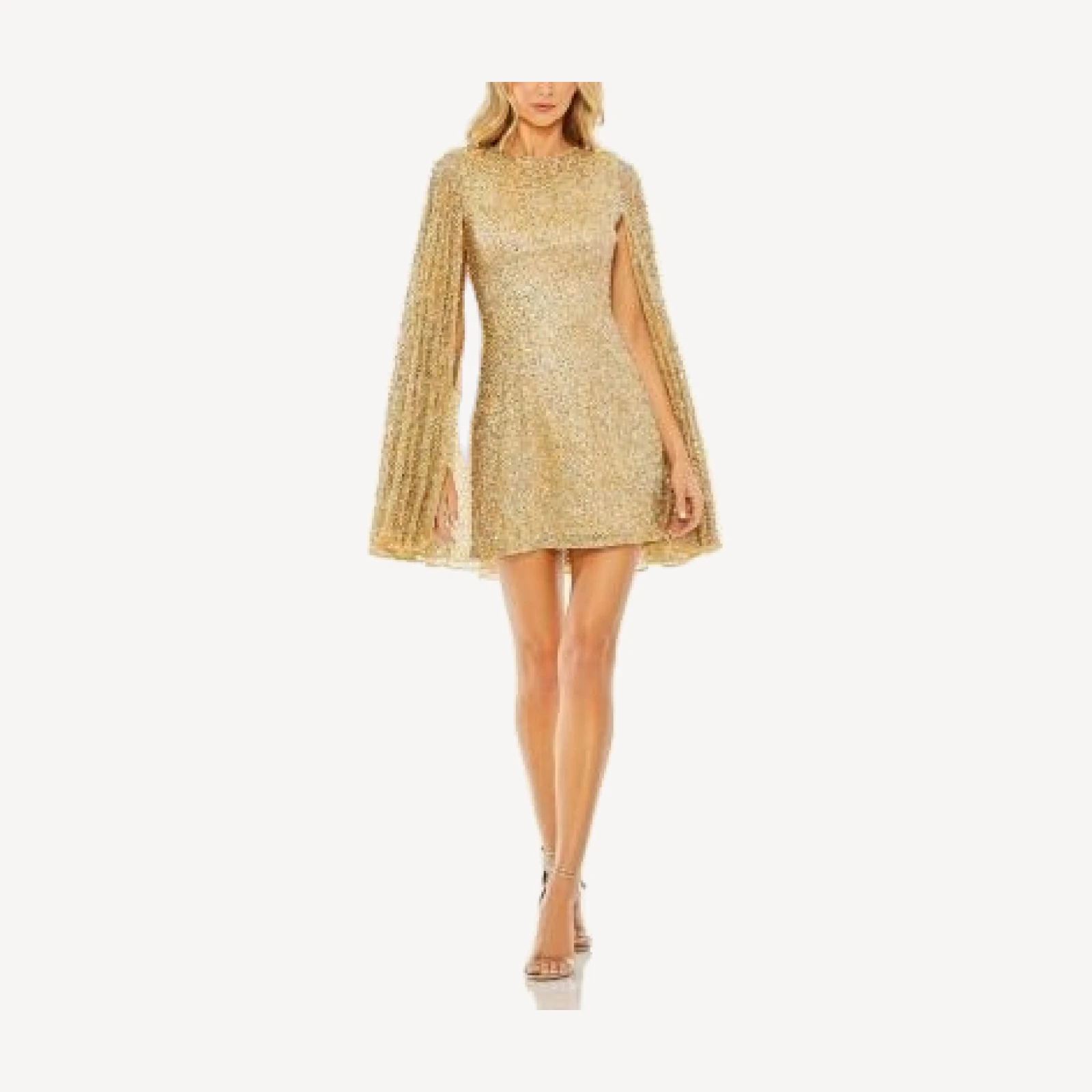 Mac Duggal Sequined Cape Women's Sleeve Mini Dress
