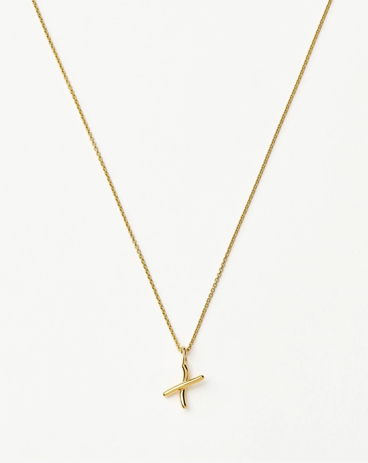 Curly Molten Mini Initial Necklace - X | 18ct Gold Vermeil