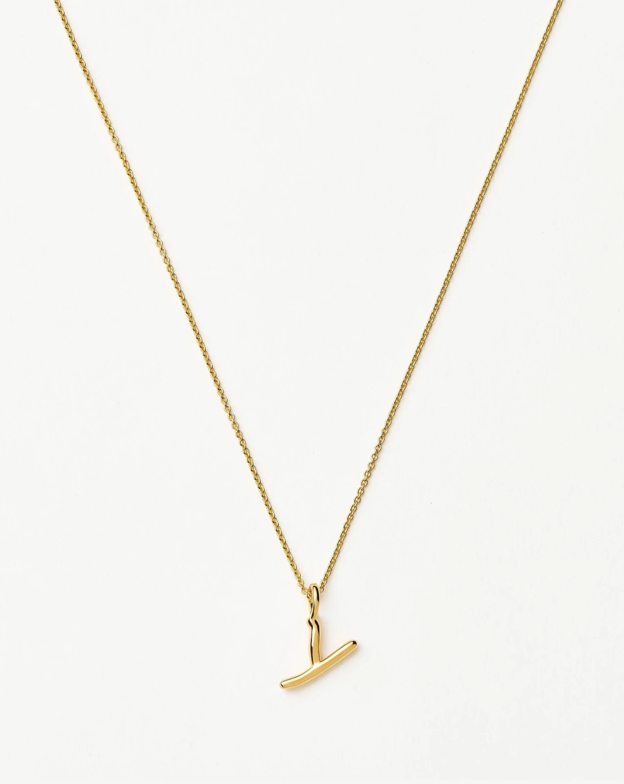 Curly Molten Mini Initial Necklace - Y | 18ct Gold Vermeil
