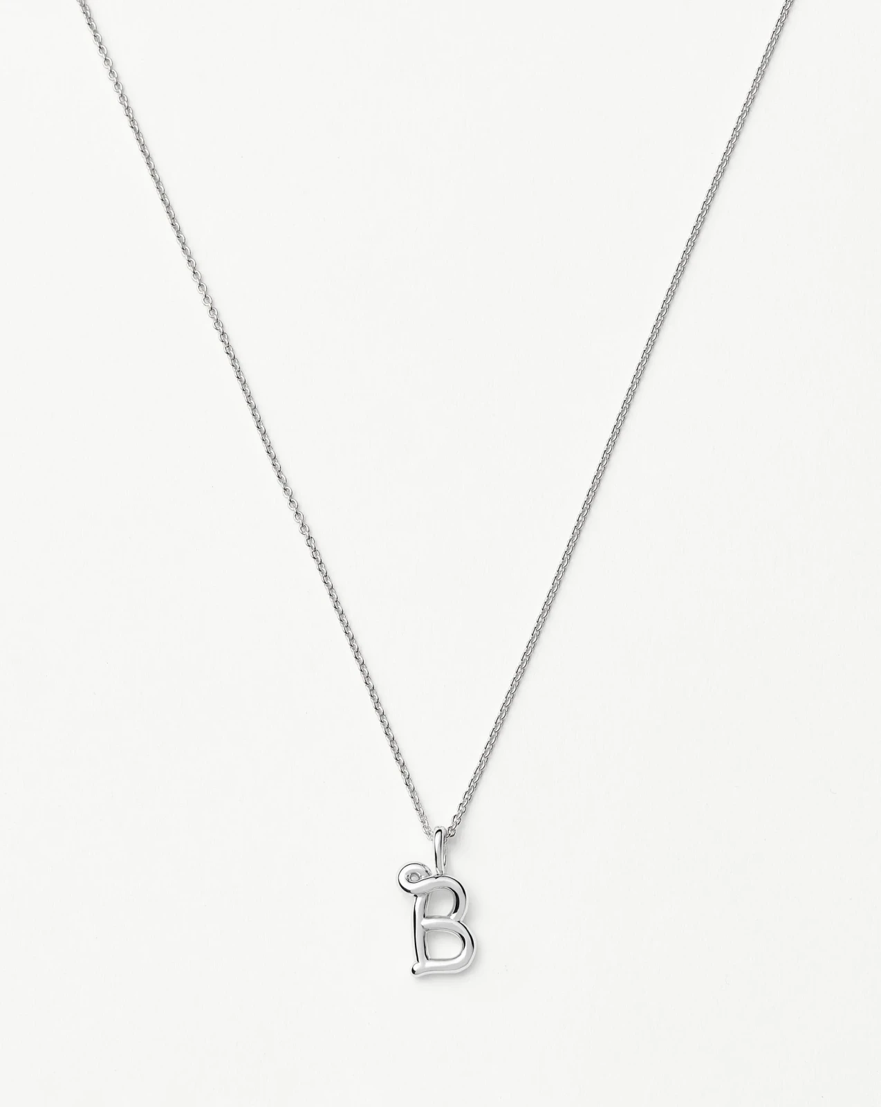Curly Molten Mini Initial Necklace - B | Sterling Silver