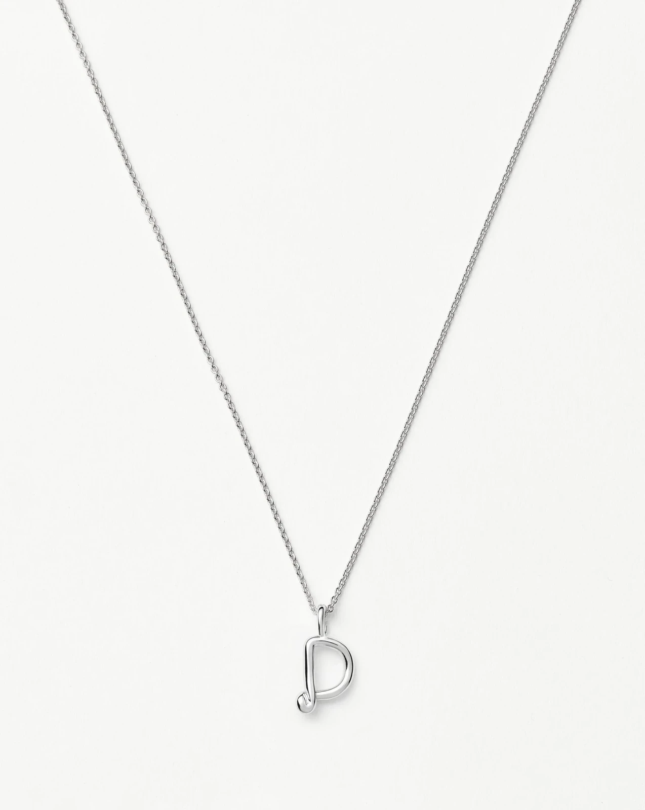 Curly Molten Mini Initial Necklace - D | Sterling Silver