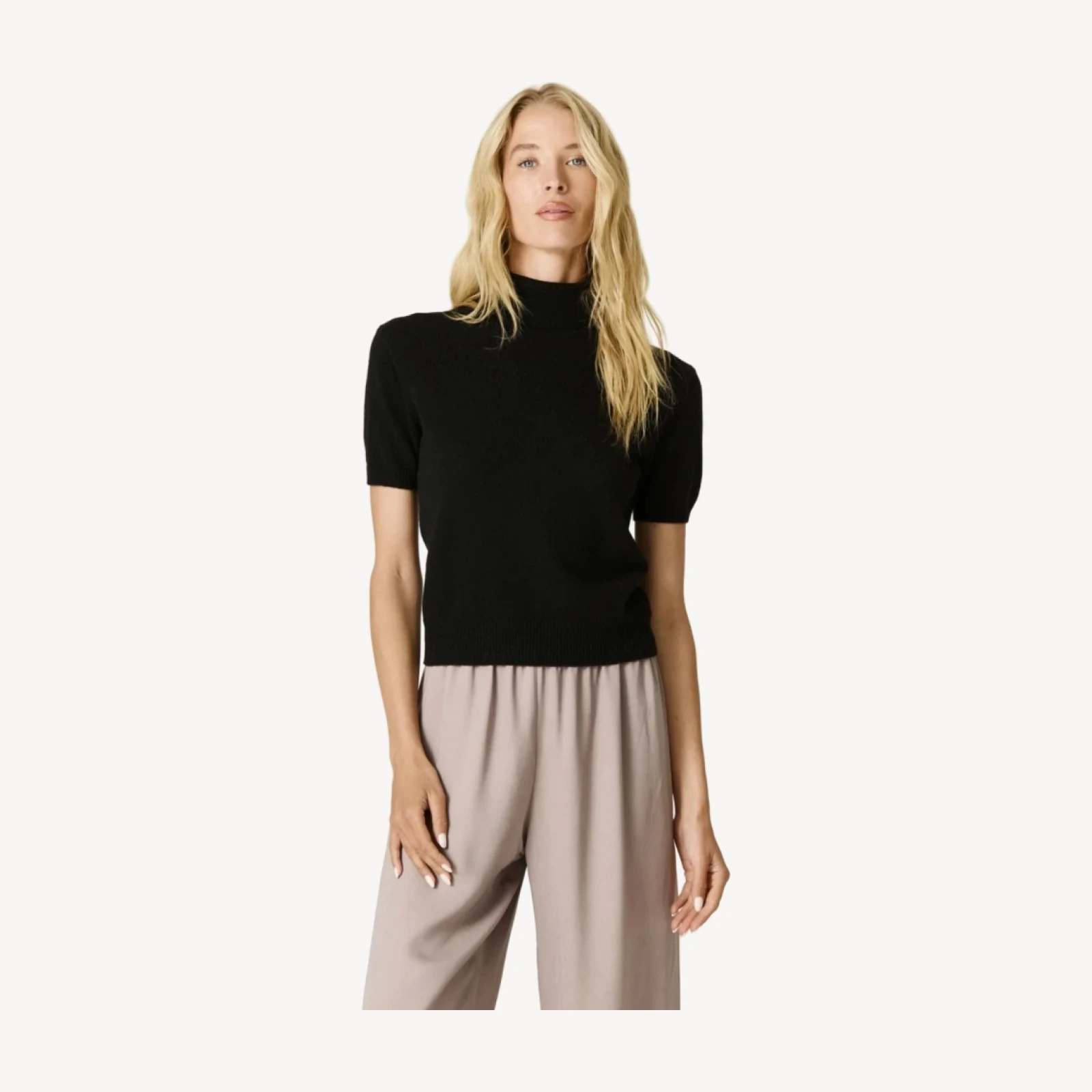 TAMSIN SHORT SLEEVE TURTLENECK - BLACK