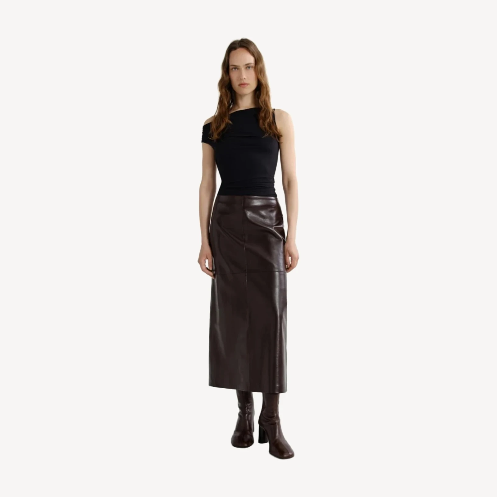 Hikson Skirt (Recycled Leather) in Madera