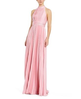 Mac Duggal Pleated Sleeveless Halter Gown