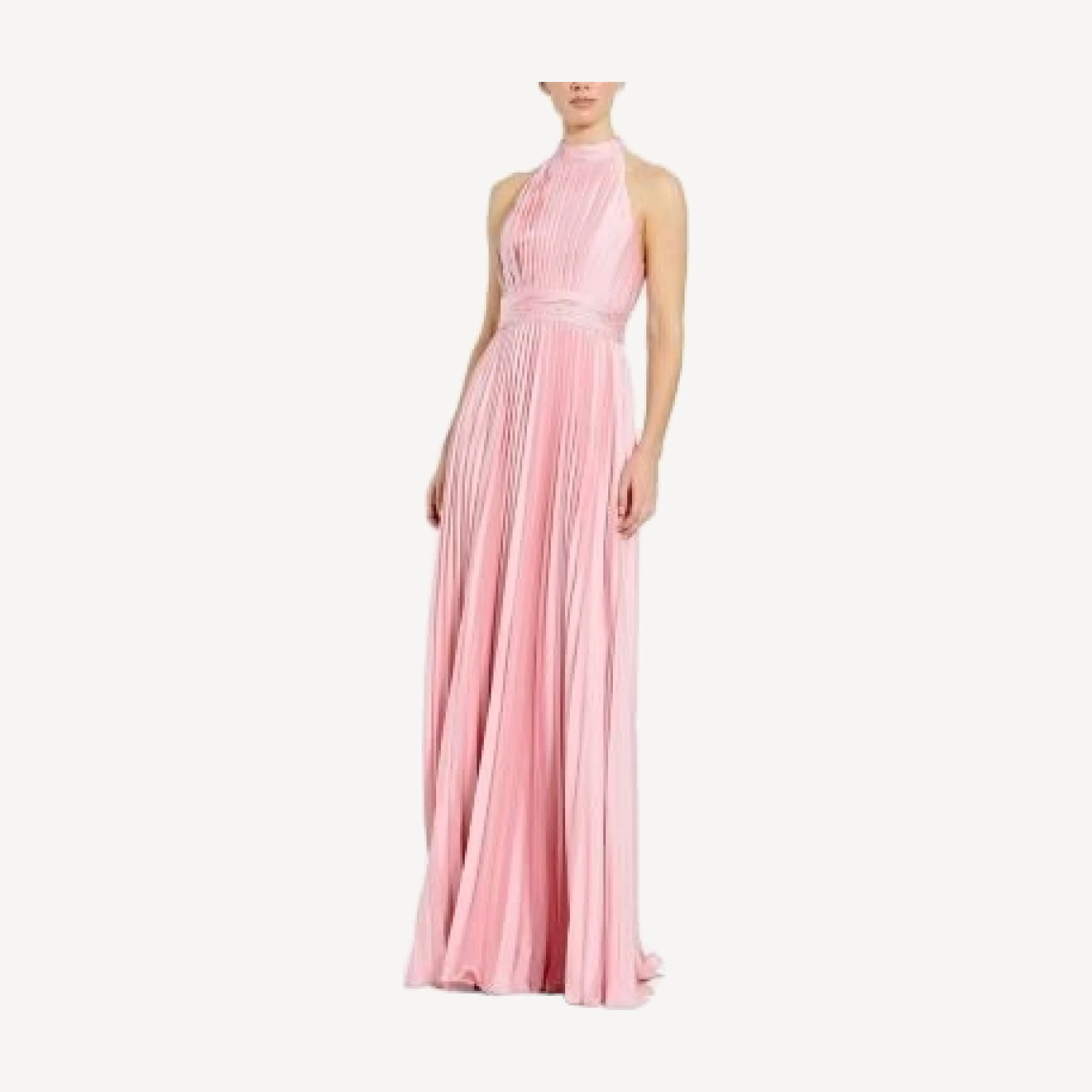Mac Duggal Pleated Sleeveless Halter Gown