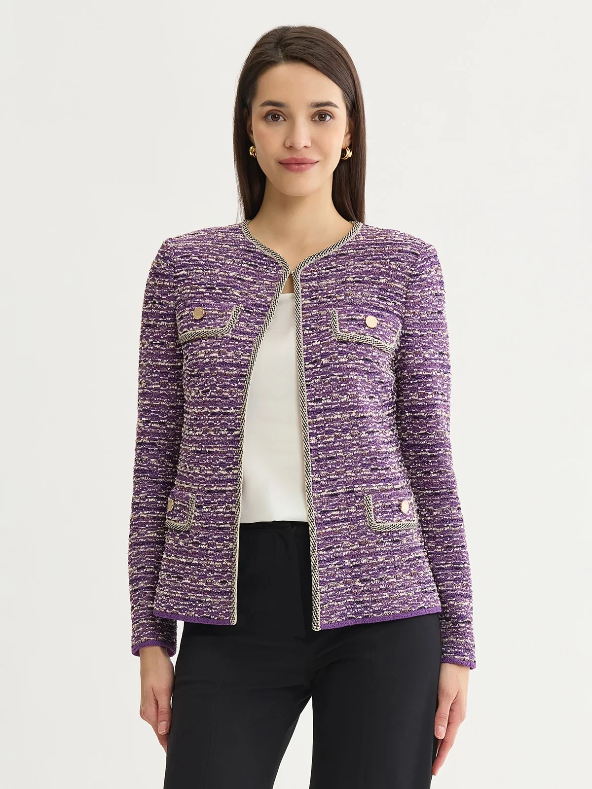 Relaxed Lurex Eyelash Ribbon Knit Jacket, photo 3