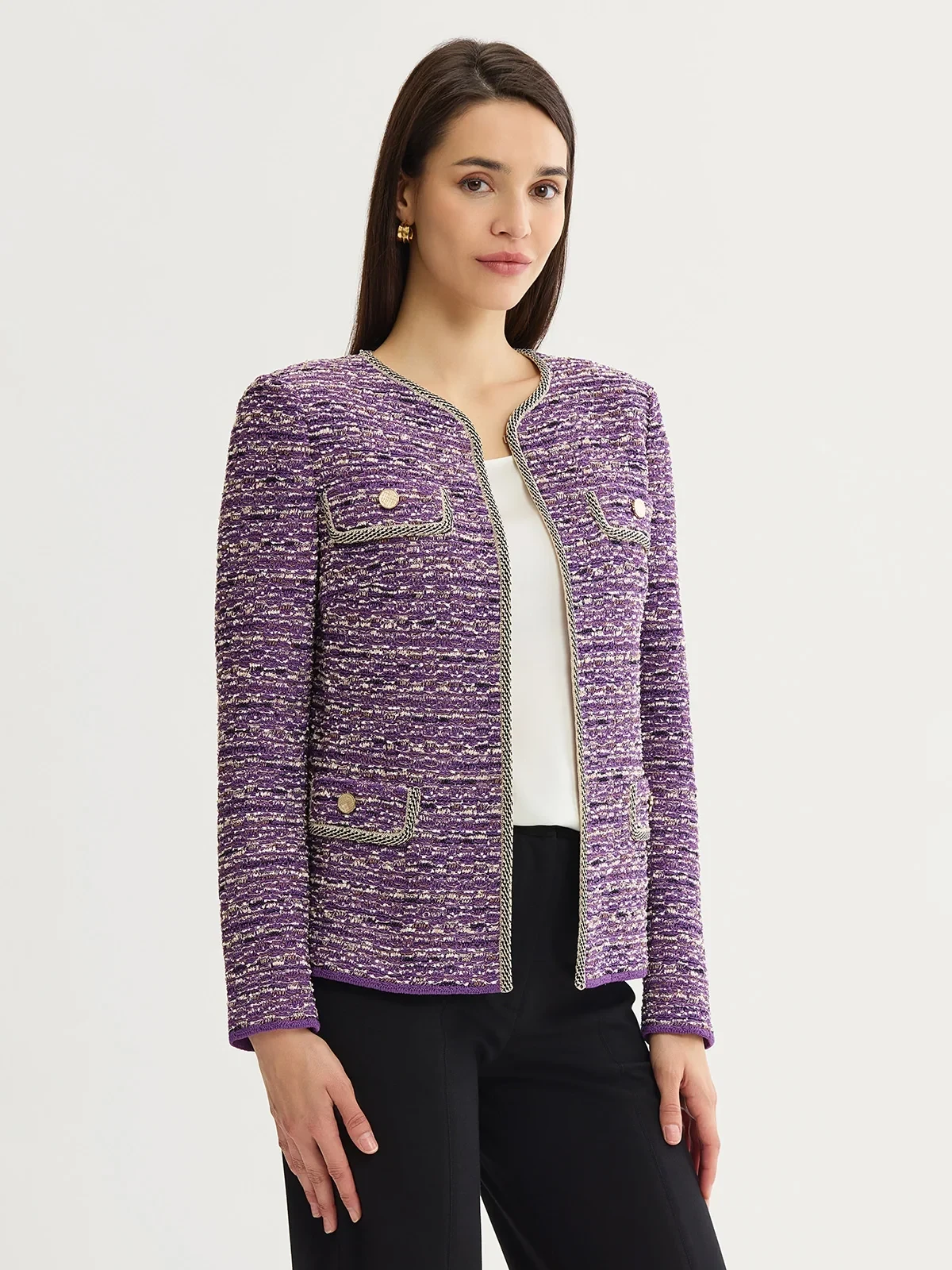 Relaxed Lurex Eyelash Ribbon Knit Jacket, photo 4