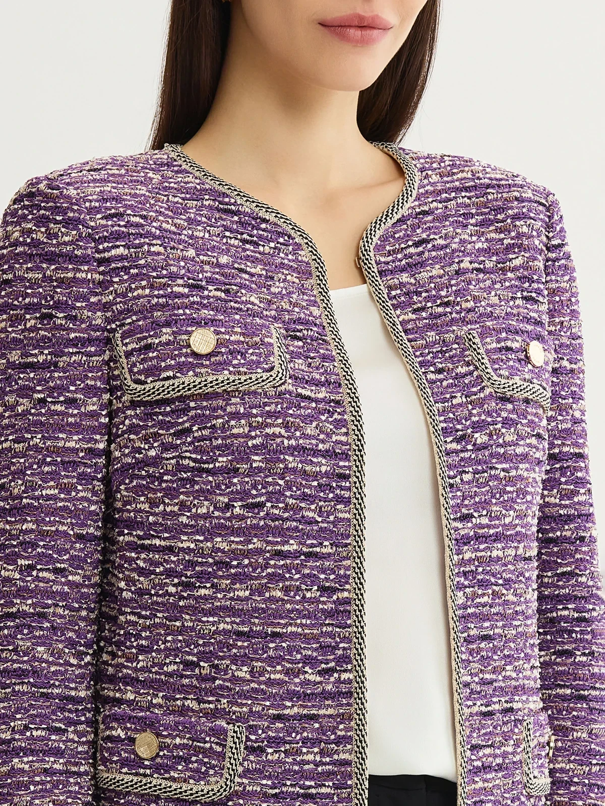 Relaxed Lurex Eyelash Ribbon Knit Jacket, photo 5