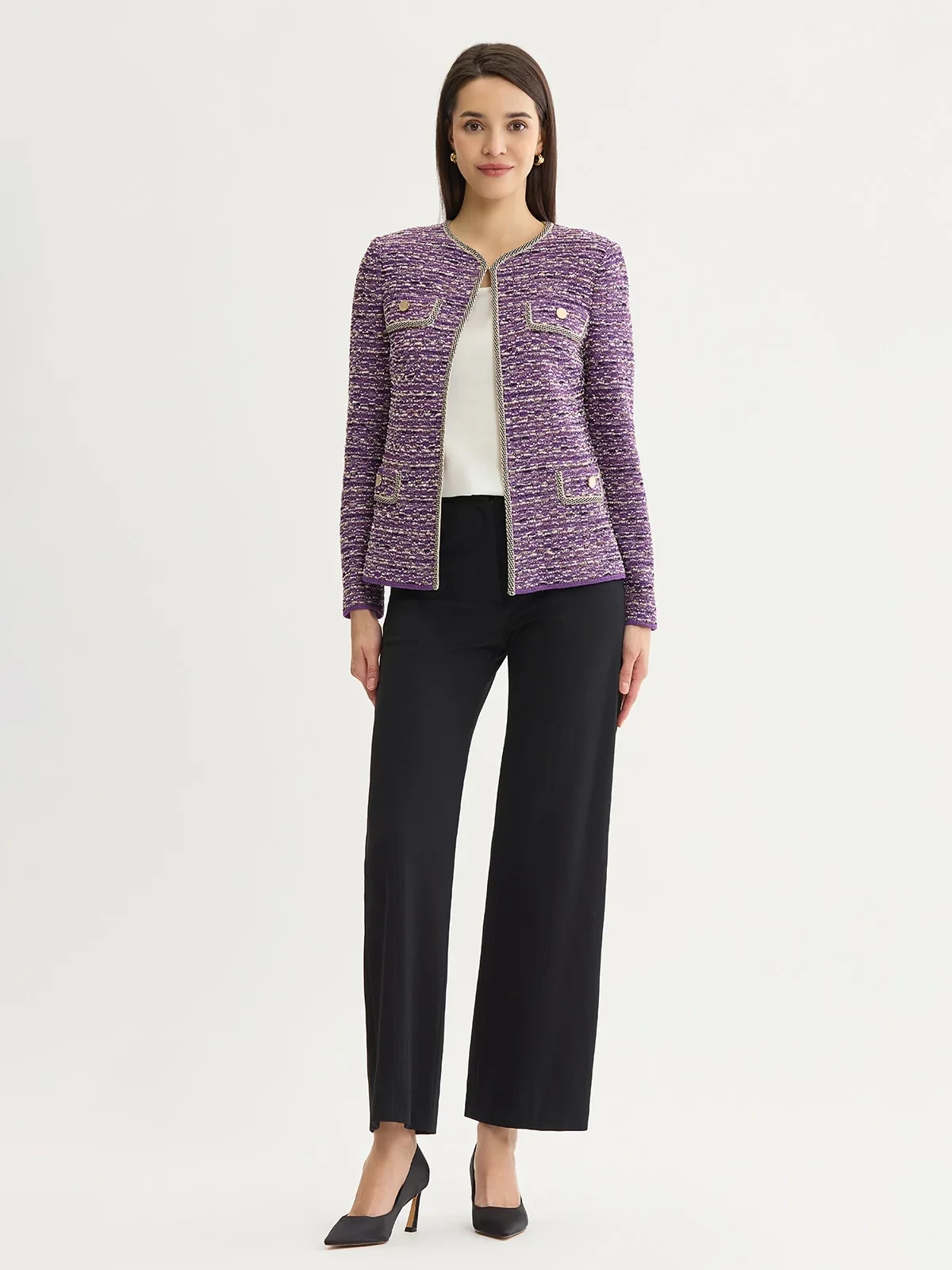 Relaxed Lurex Eyelash Ribbon Knit Jacket, photo 7