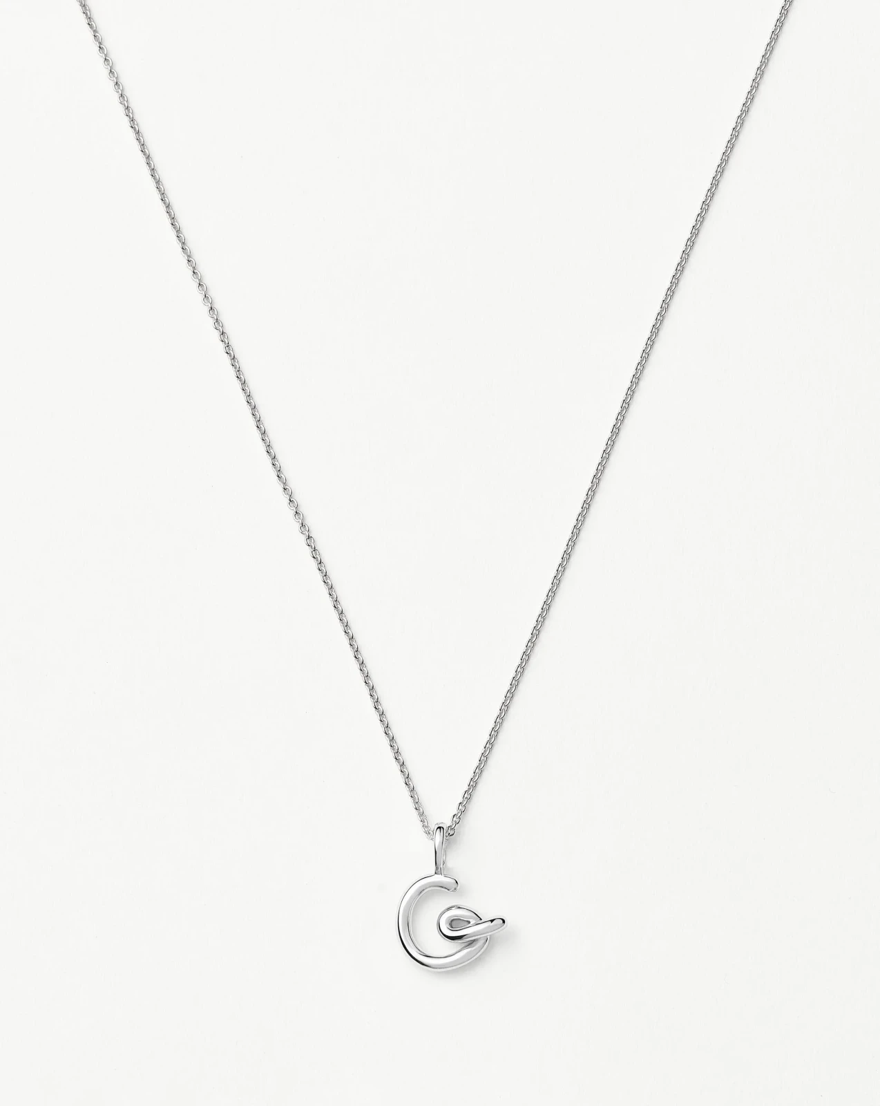 Curly Molten Mini Initial Necklace - G | Sterling Silver