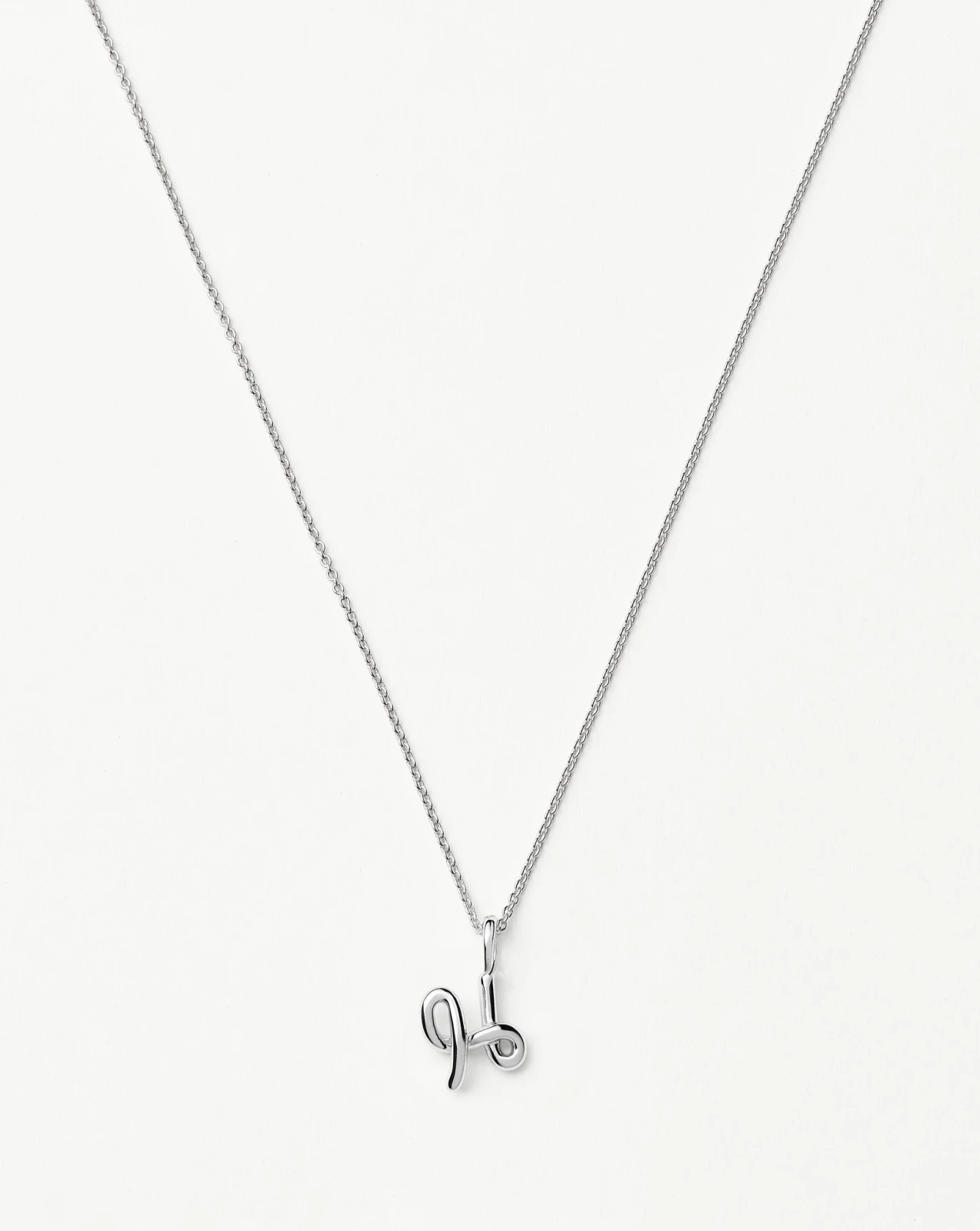 Curly Molten Mini Initial Necklace - H | Sterling Silver