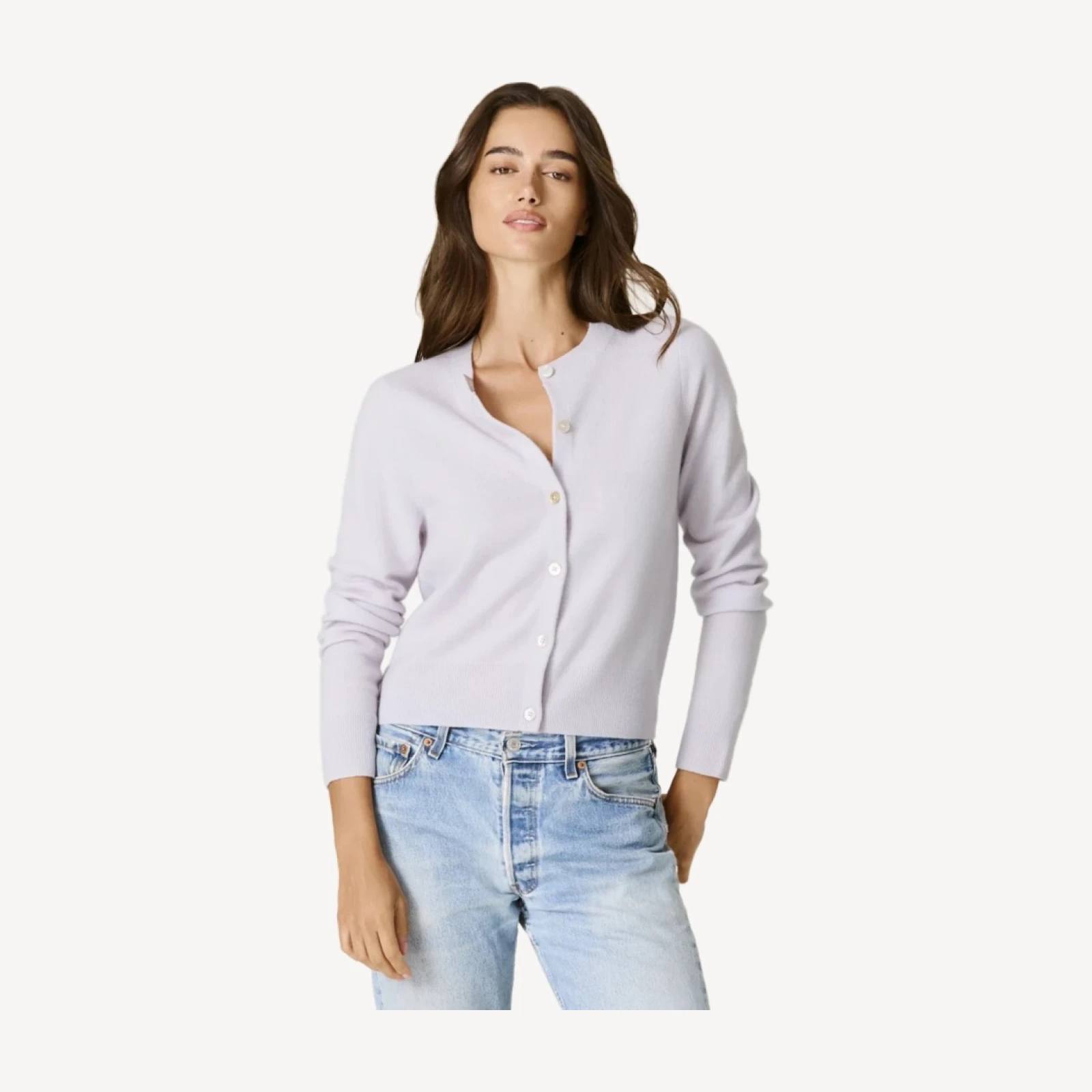 JAYLA BUTTON-UP CASHMERE CARDIGAN - VIOLETTE