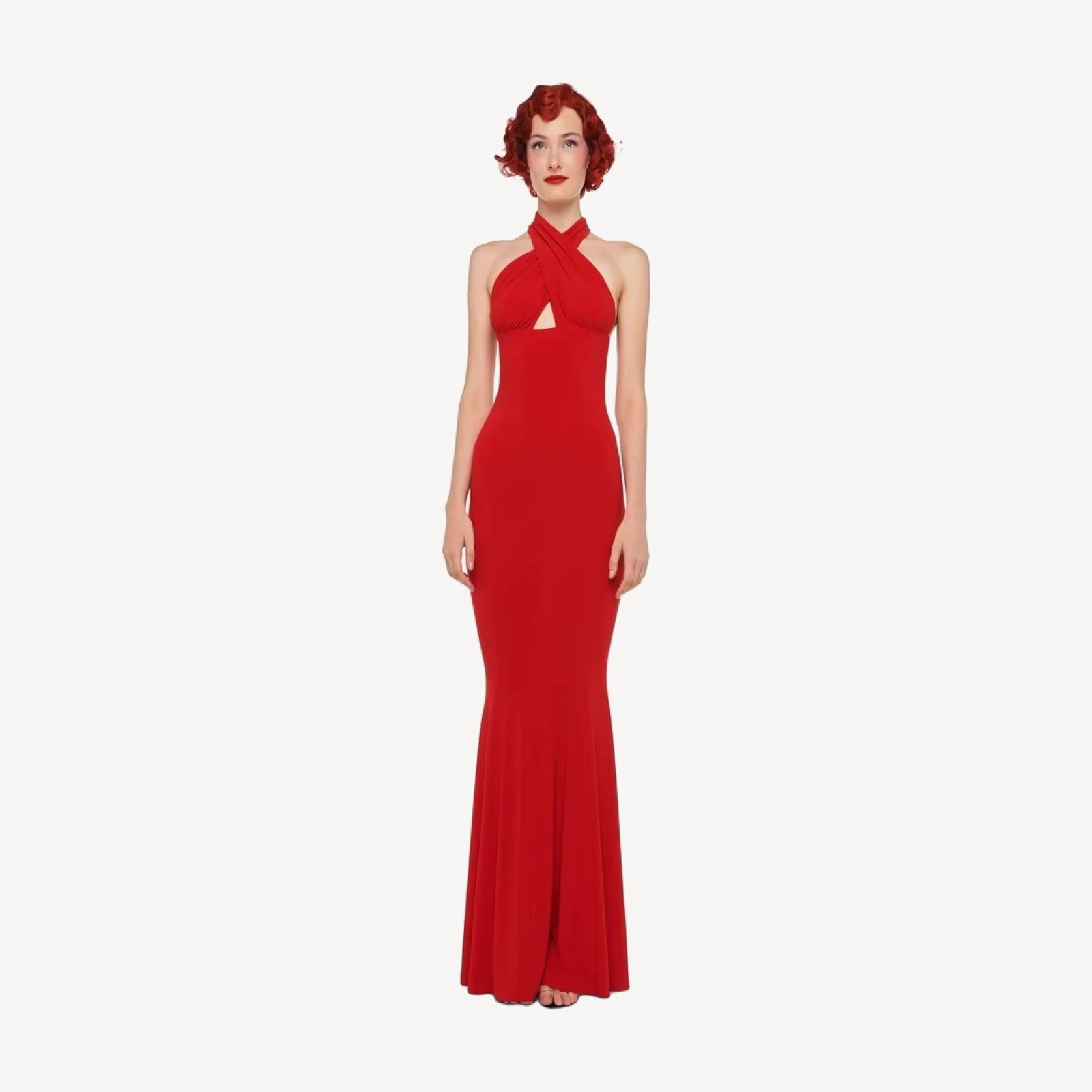 CROSS HALTER FISHTAIL GOWN