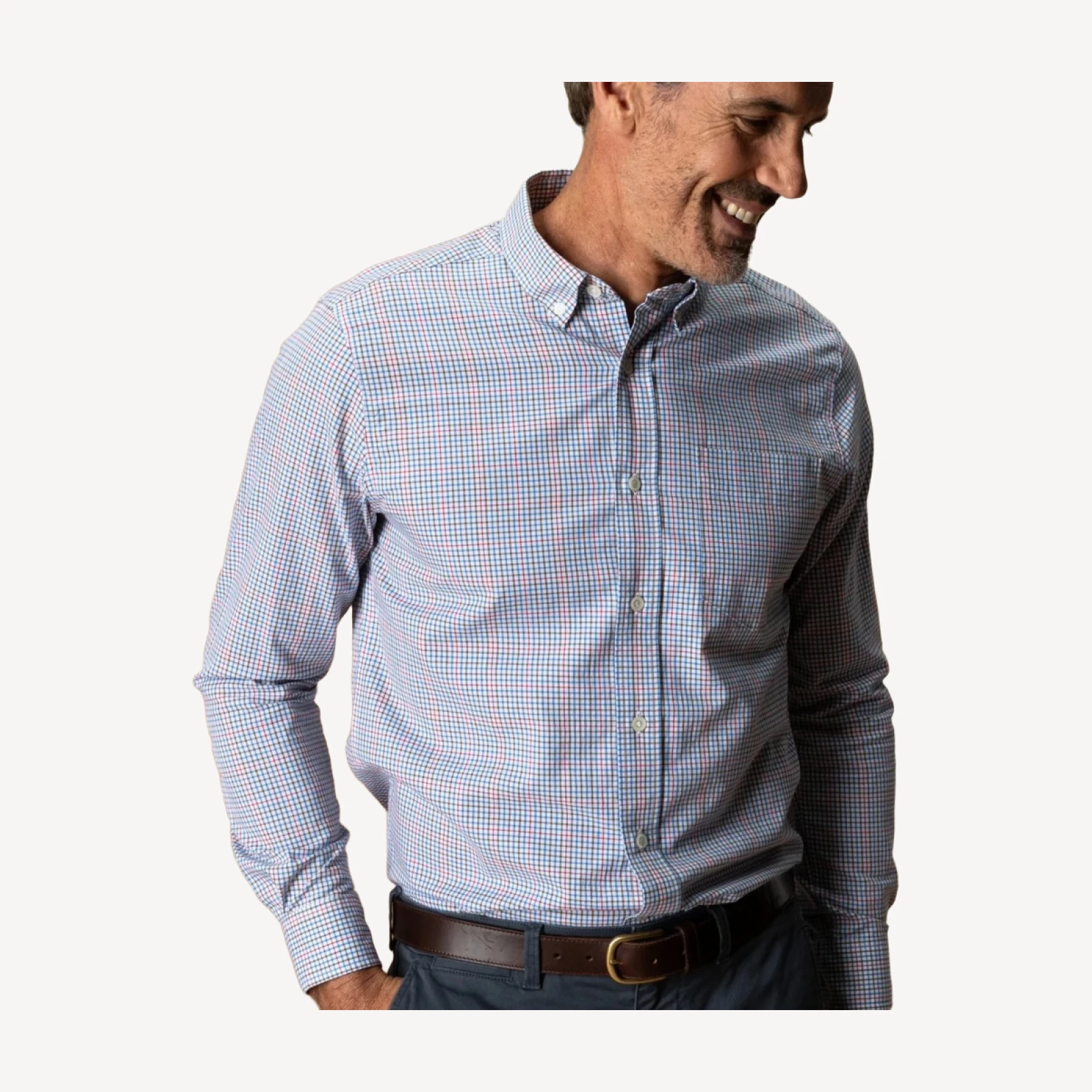 Cotton Twill Sport Shirt - Goodwin Plaid - Deep Water