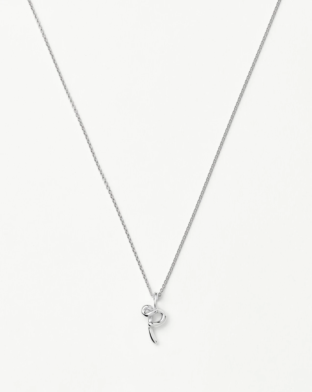 Curly Molten Mini Initial Necklace - P | Sterling Silver