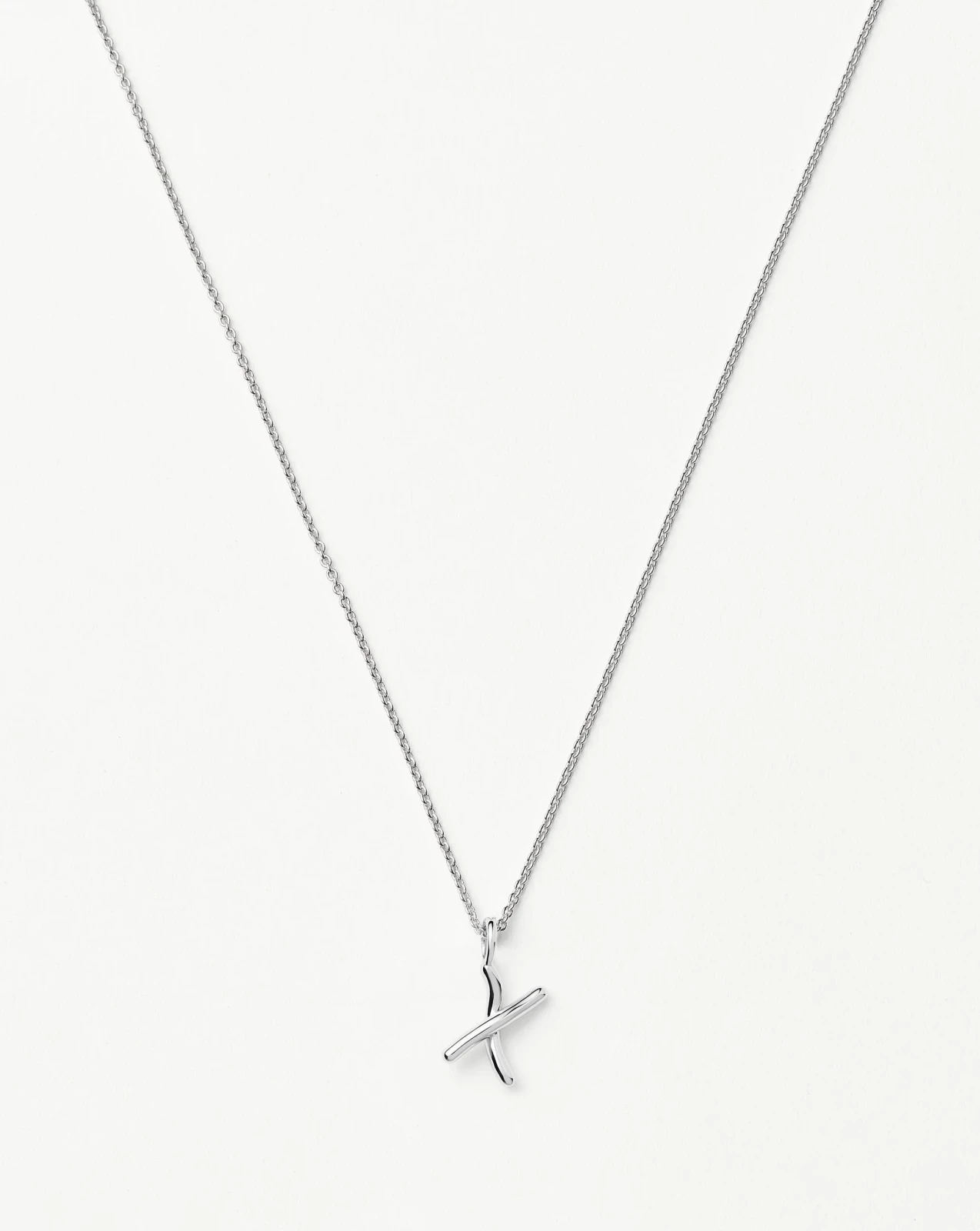 Curly Molten Mini Initial Necklace - X | Sterling Silver