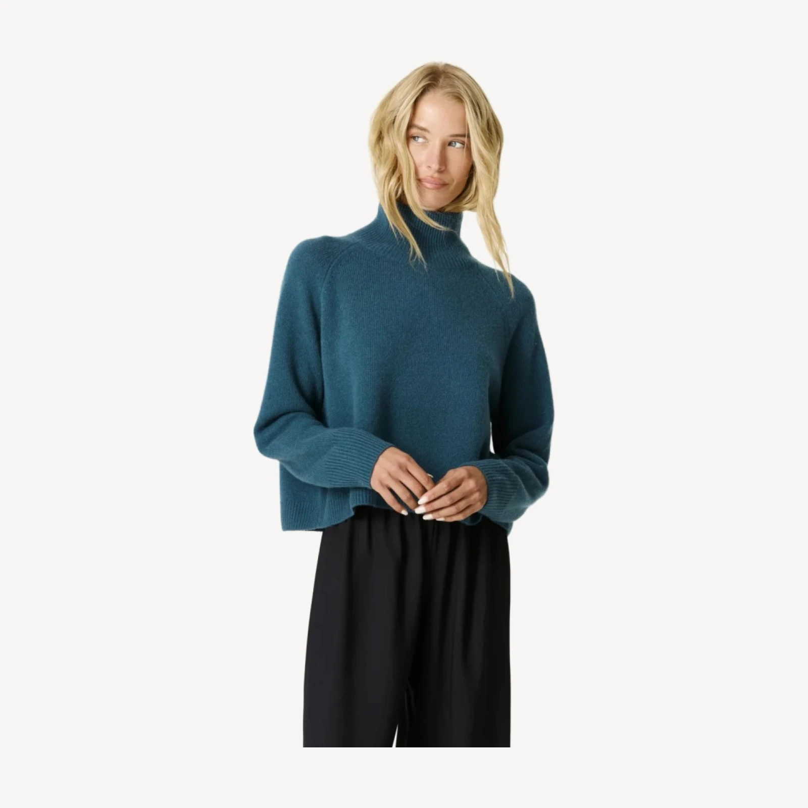 NOELLE TURTLENECK CASHMERE SWEATER - FRENCH TEAL