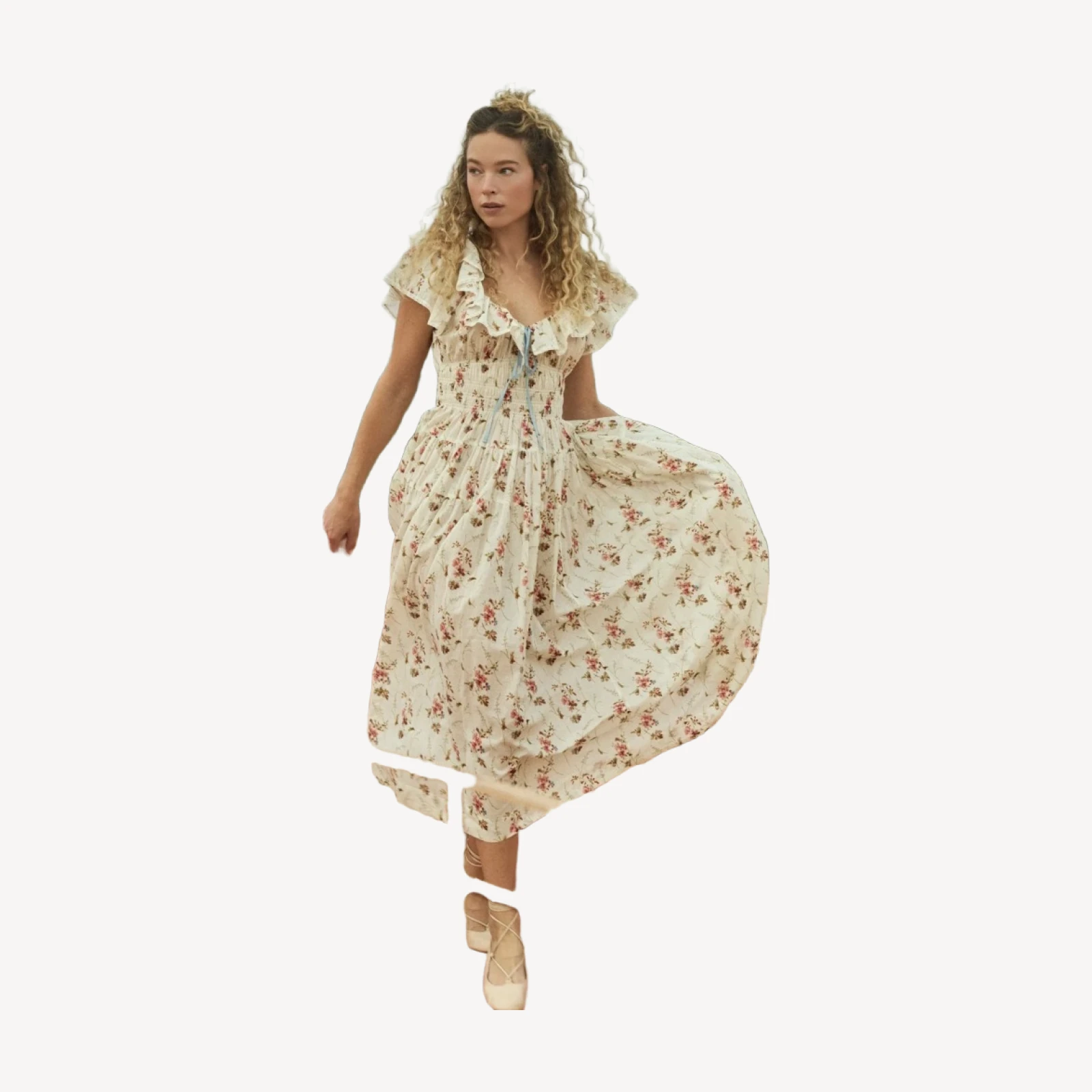 ILLIANA DRESS -- BLANC PRAIRIE ROSE