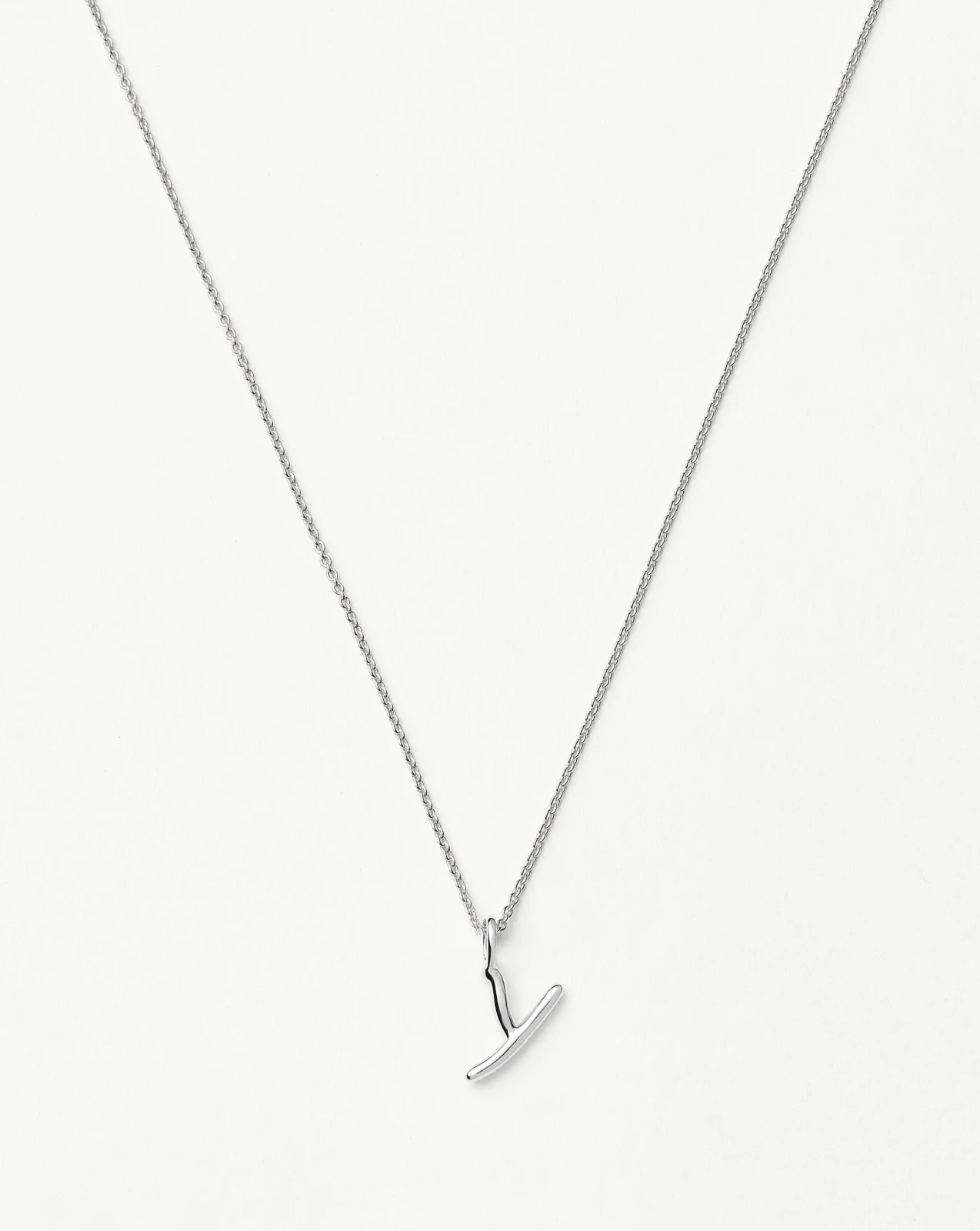 Curly Molten Mini Initial Necklace - Y | Sterling Silver