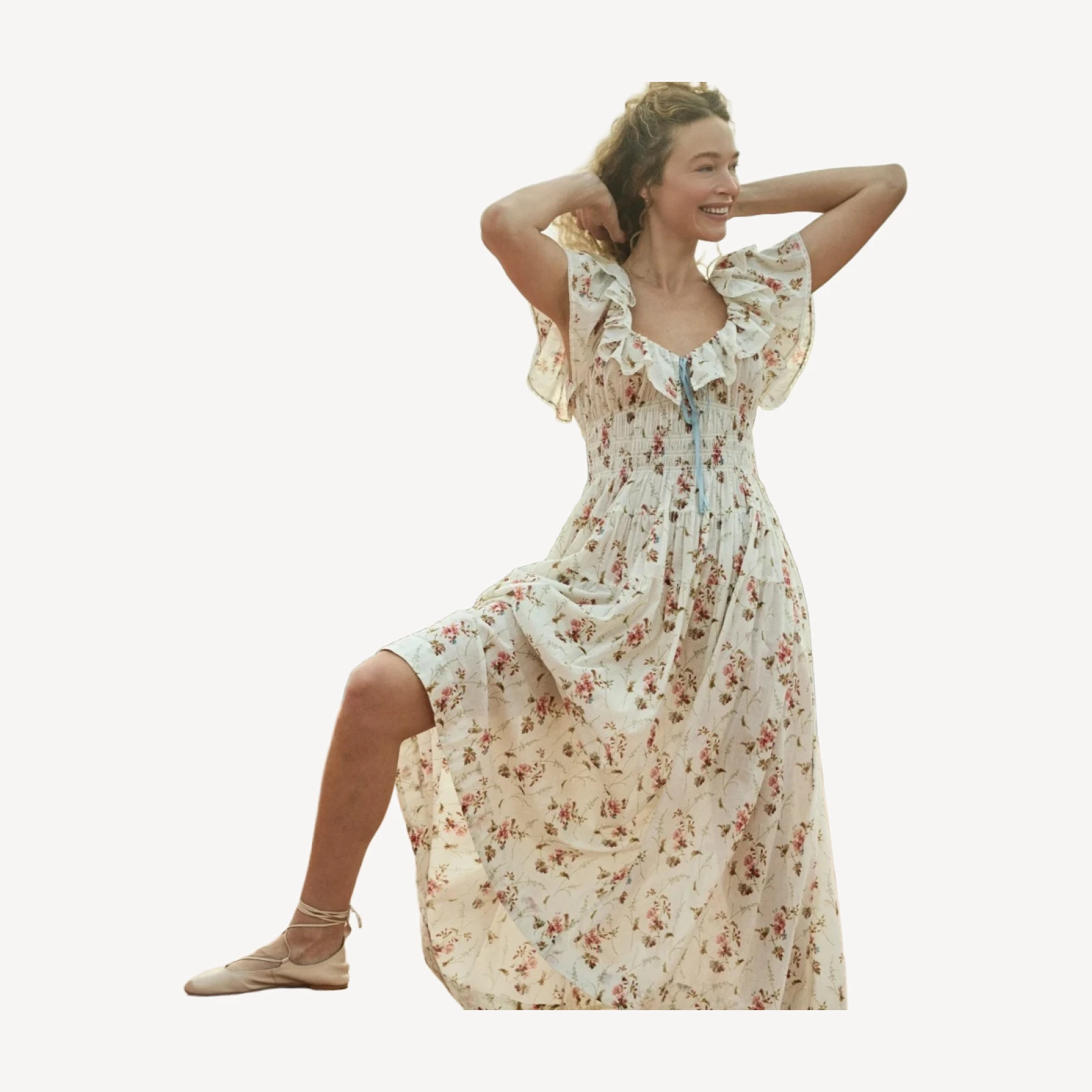 ILLIANA DRESS -- BLANC PRAIRIE ROSE