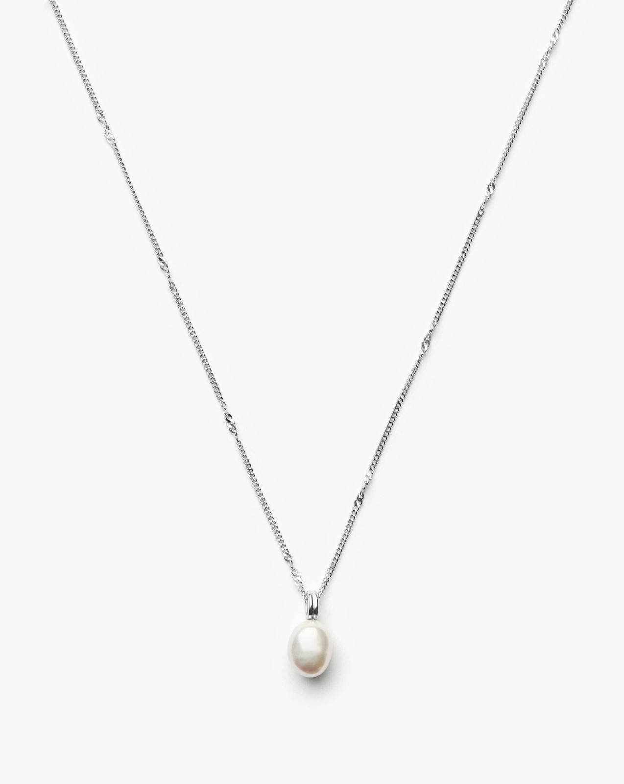 Baroque Pearl Twisted Chain Necklace | Sterling Silver/Freshwater Baroque Pearl