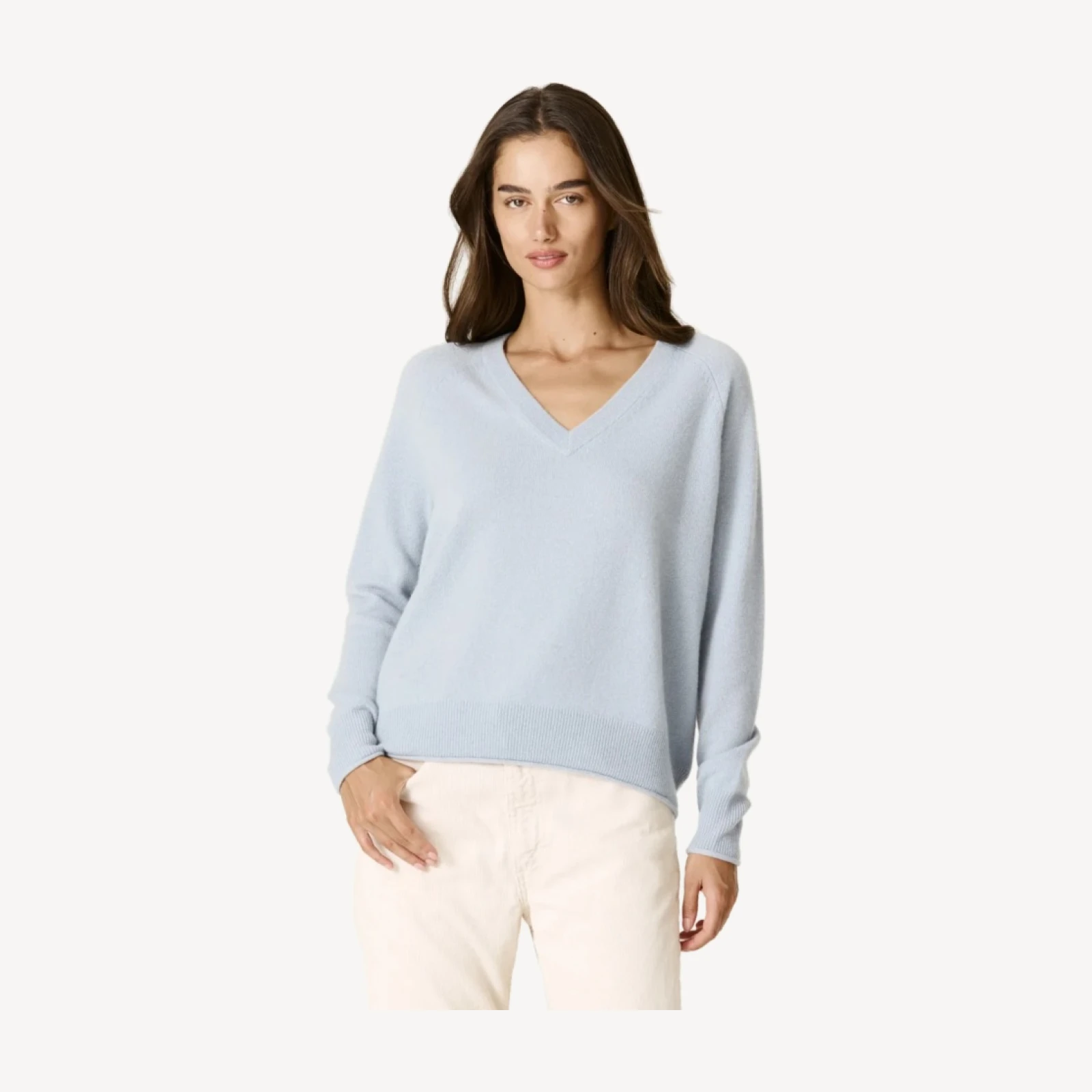 HARLYN CASHMERE V-NECK SWEATER - ROCOCO BLUE