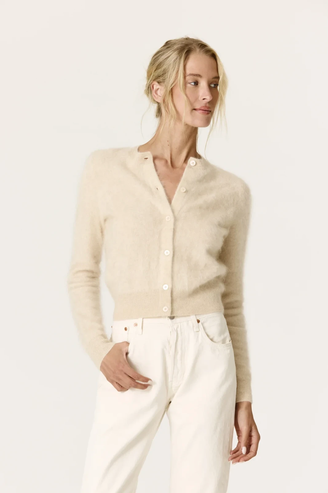 PALOMA BRUSHED CARDIGAN - BARLEY