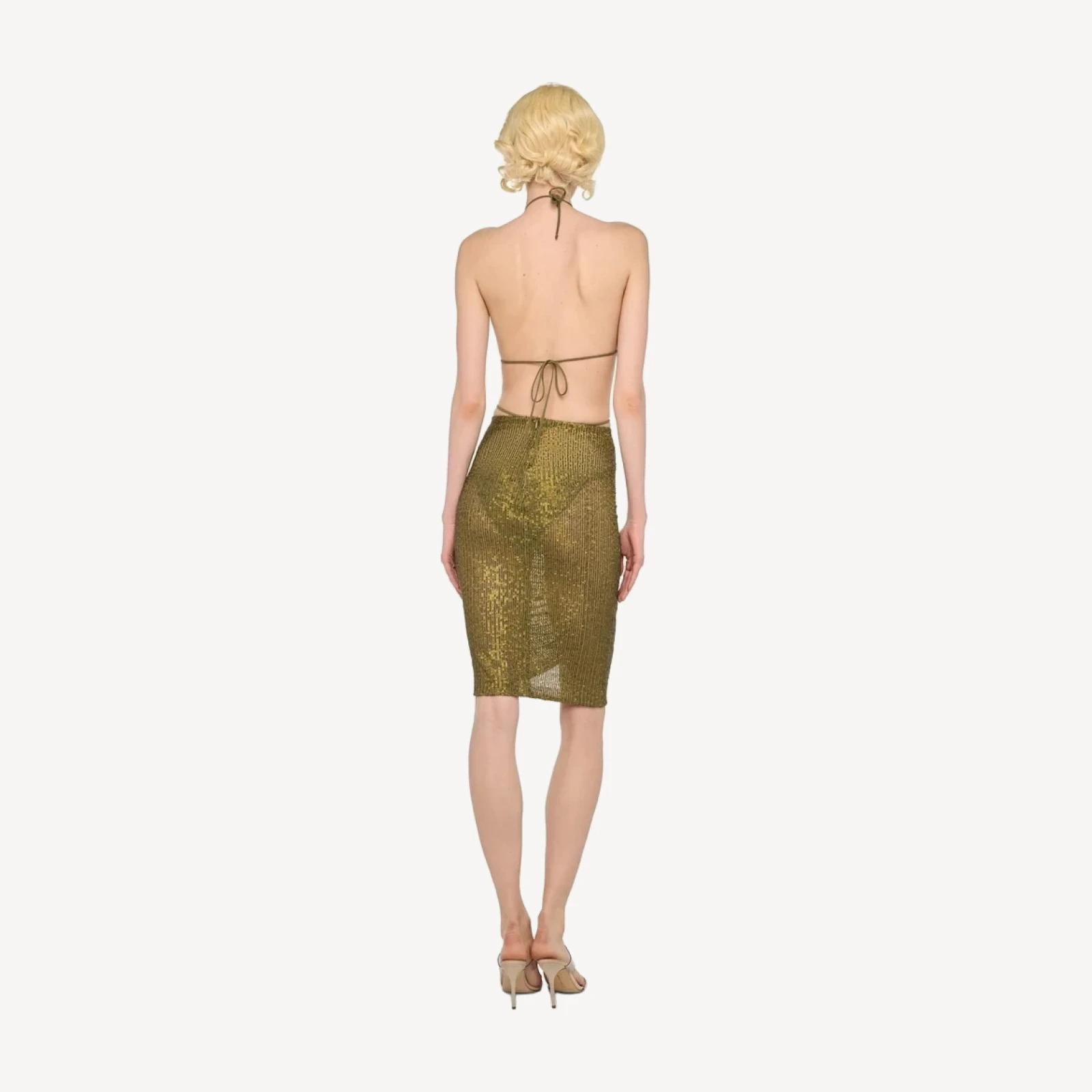 SHIRRED FRONT SKIRT TO KNEE