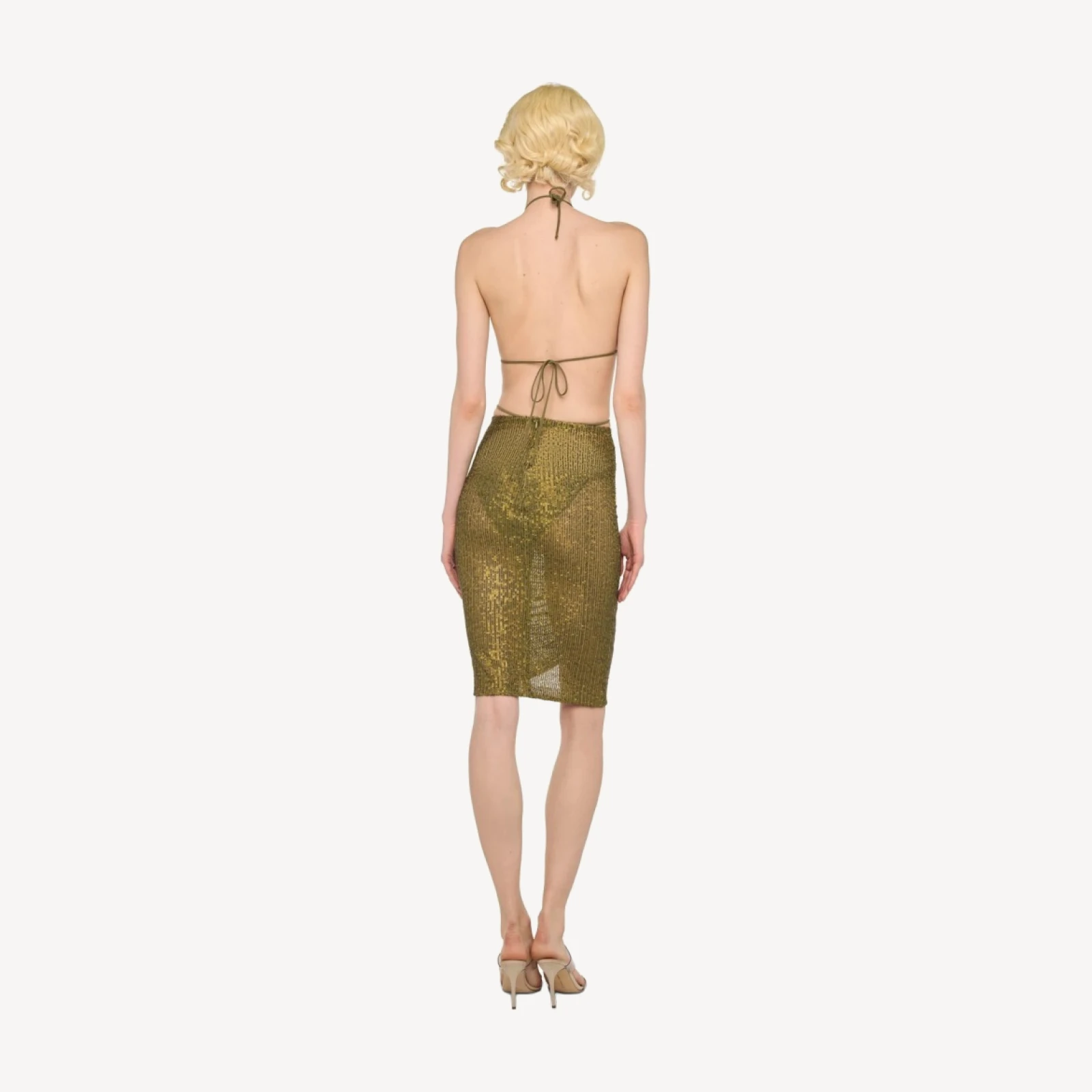 SHIRRED FRONT SKIRT TO KNEE