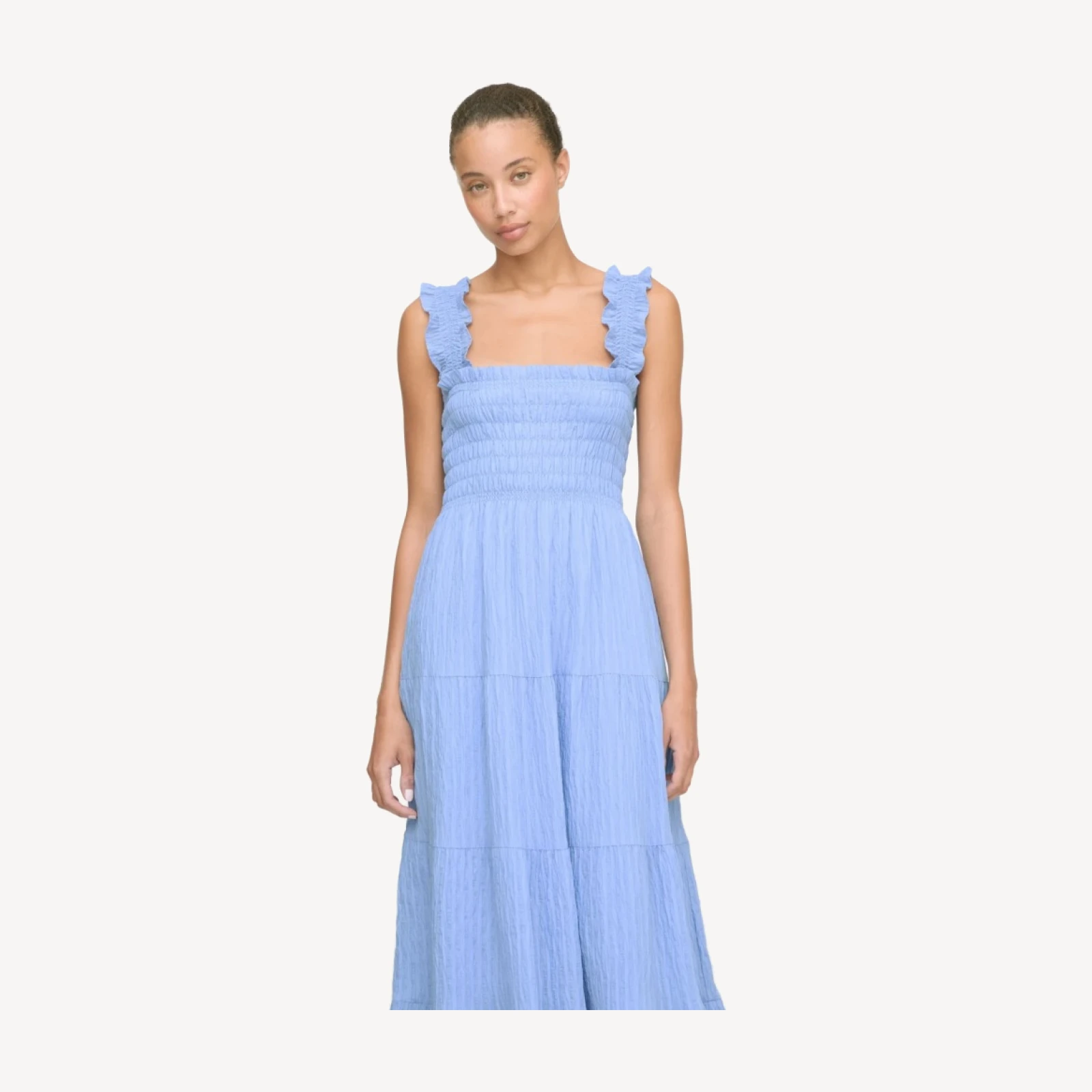 The Kimmy Maxi Nap Dress - Bluebird Tonal Seersucker