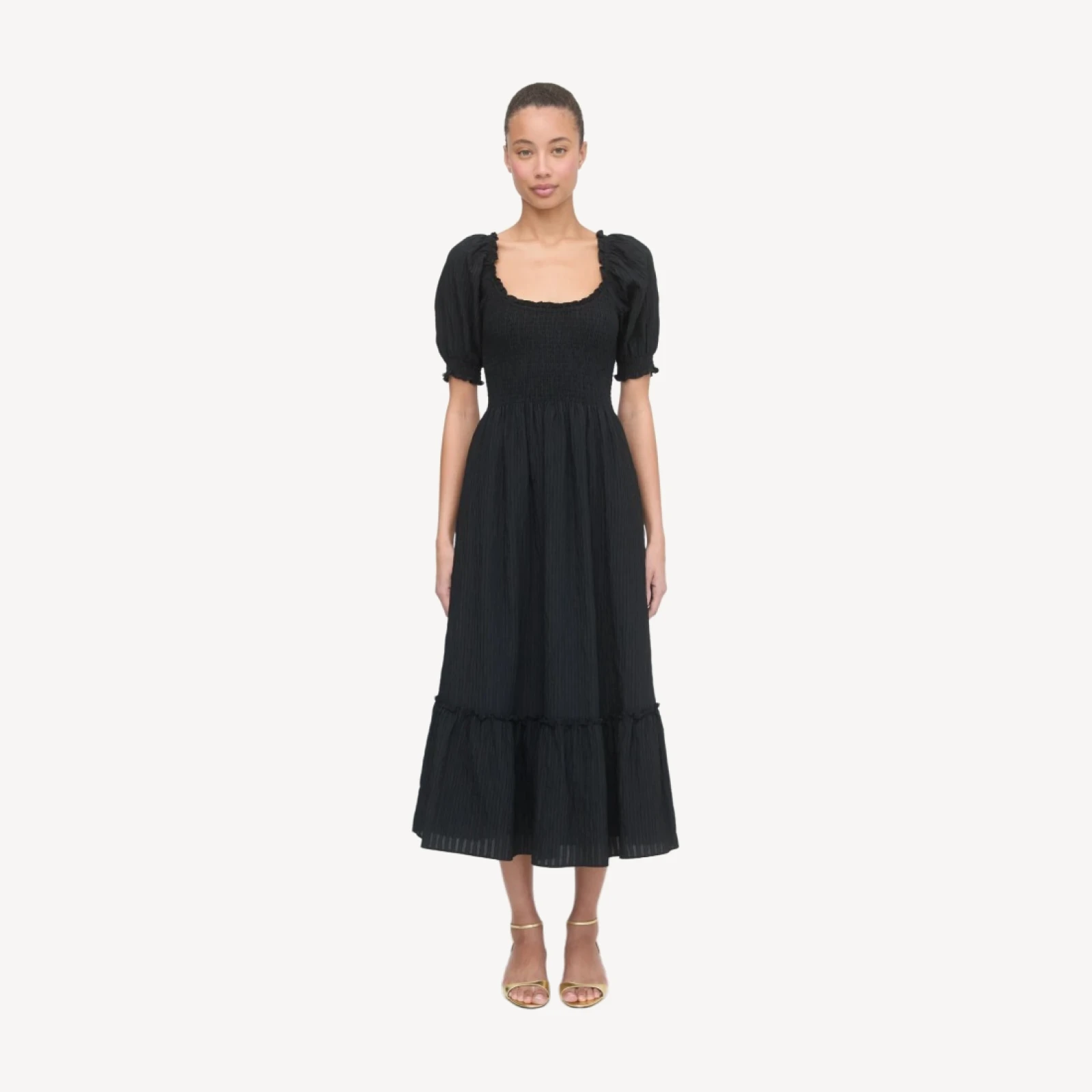 The Louisa Nap Dress - Black Tonal Seersucker