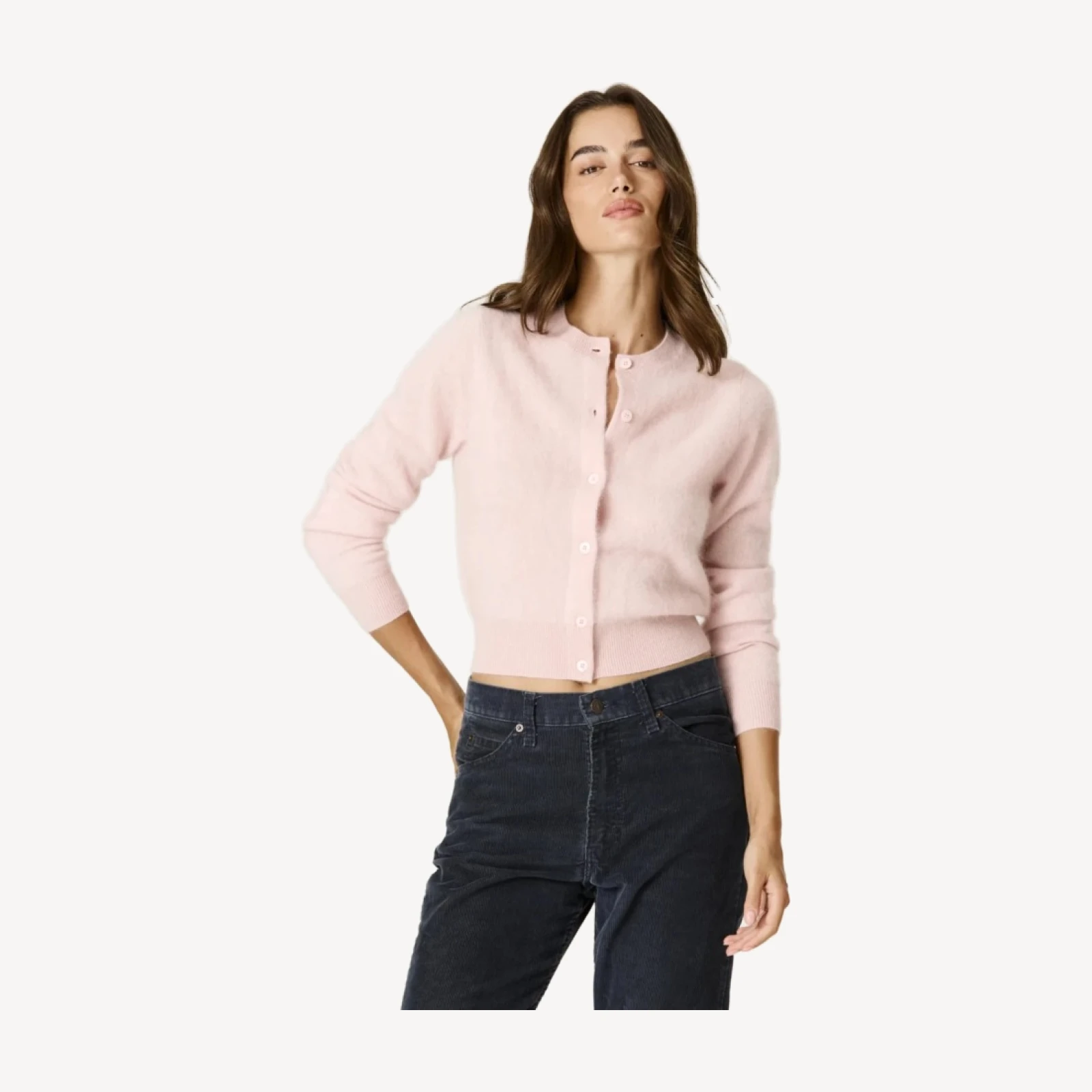 PALOMA BRUSHED CASHMERE CARDIGAN - PEONY