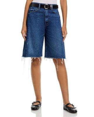 Mother The Halfpipe High Rise Bermuda Fray Jean Shorts in Did You Bring Me Anything