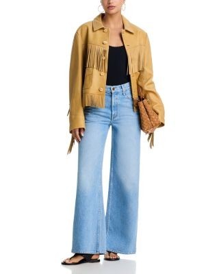 Mother Side Zip Slung Wide Leg Jeans in Munchies