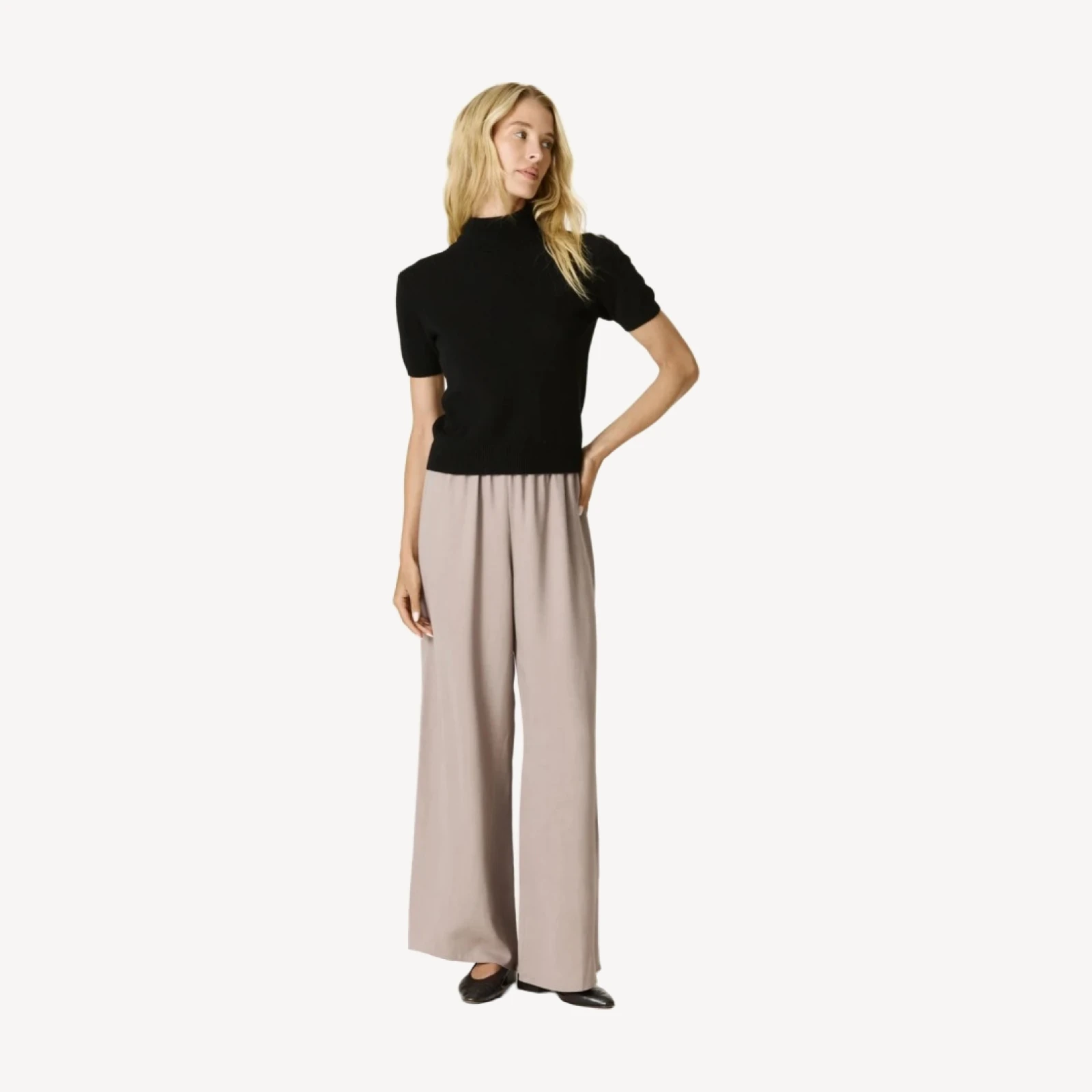 ESTHER CREPE WIDE LEG PANT - SMOKE