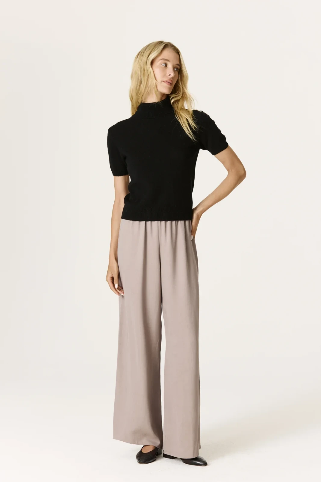 ESTHER CREPE WIDE LEG PANT - SMOKE