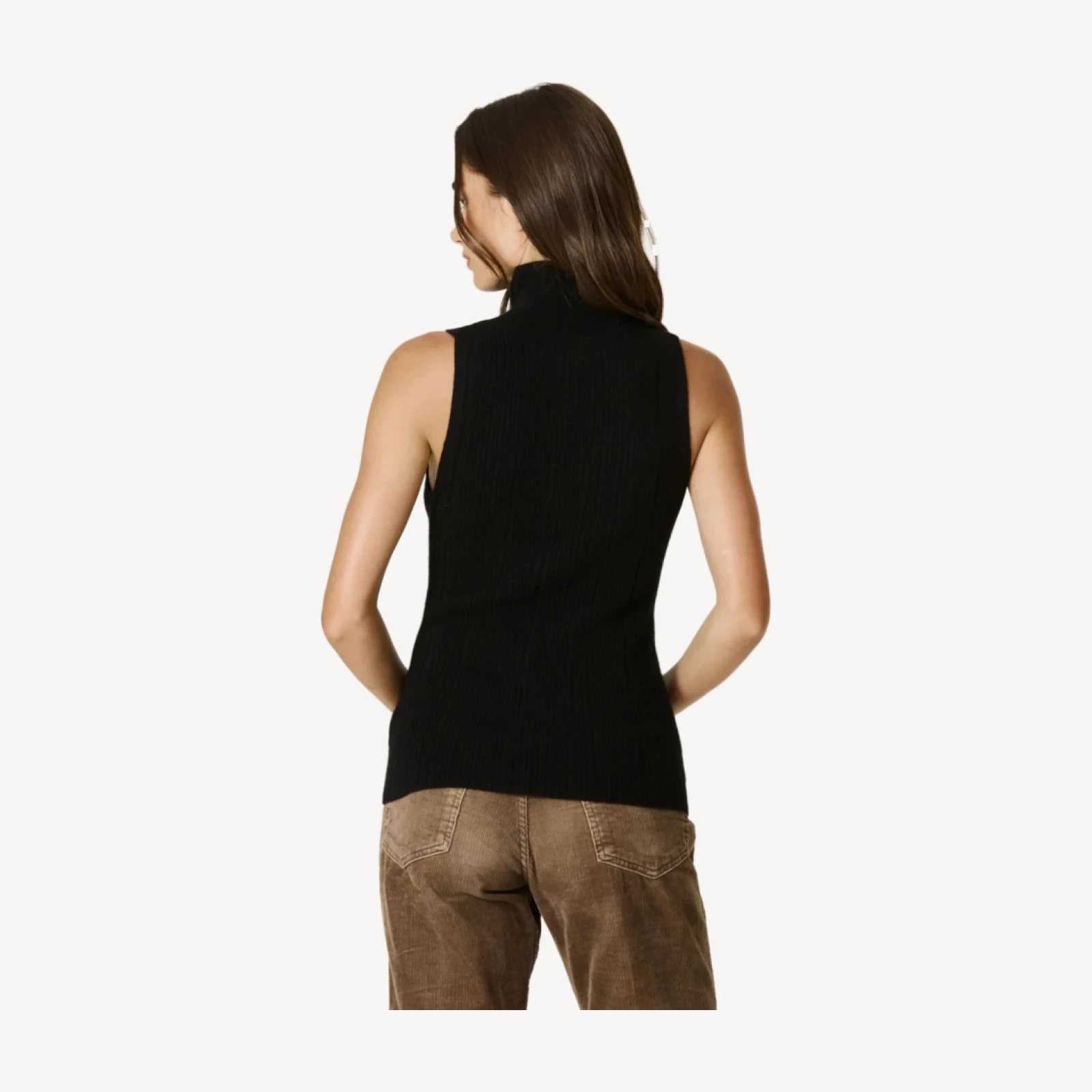 RENATA CASHMERE SLEEVELESS MOCK NECK - BLACK
