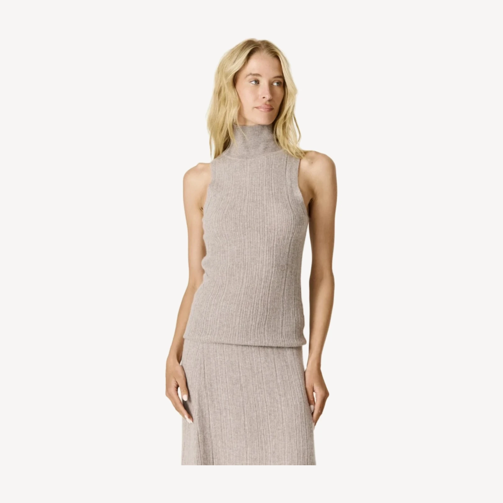 RENATA CASHMERE SLEEVELESS MOCK NECK - SMOKEY QUARTZ