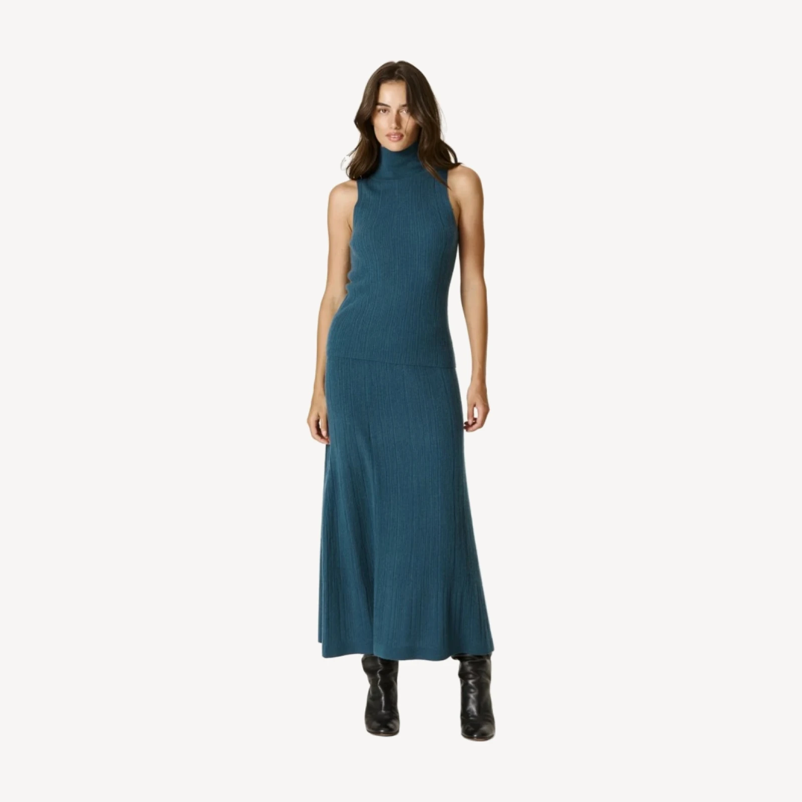 WILLA CASHMERE MIDI SKIRT - FRENCH TEAL