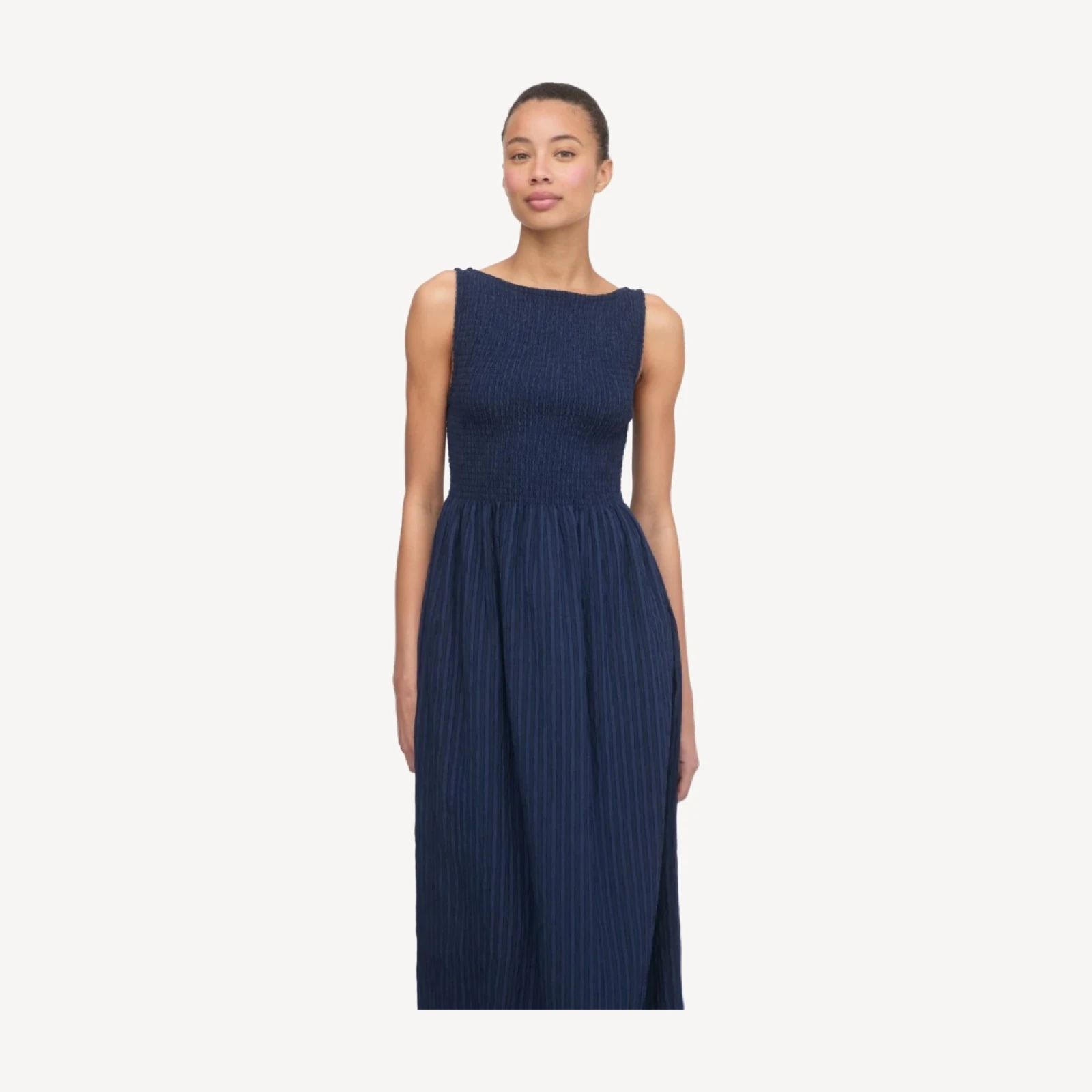 The Cosima Nap Dress - Navy Tonal Seersucker