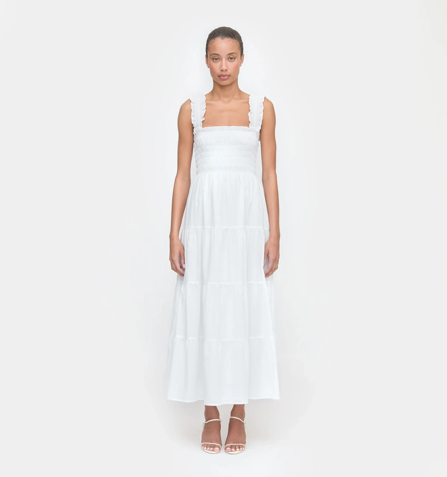 The Kimmy Maxi Nap Dress - White Shadow Stripe