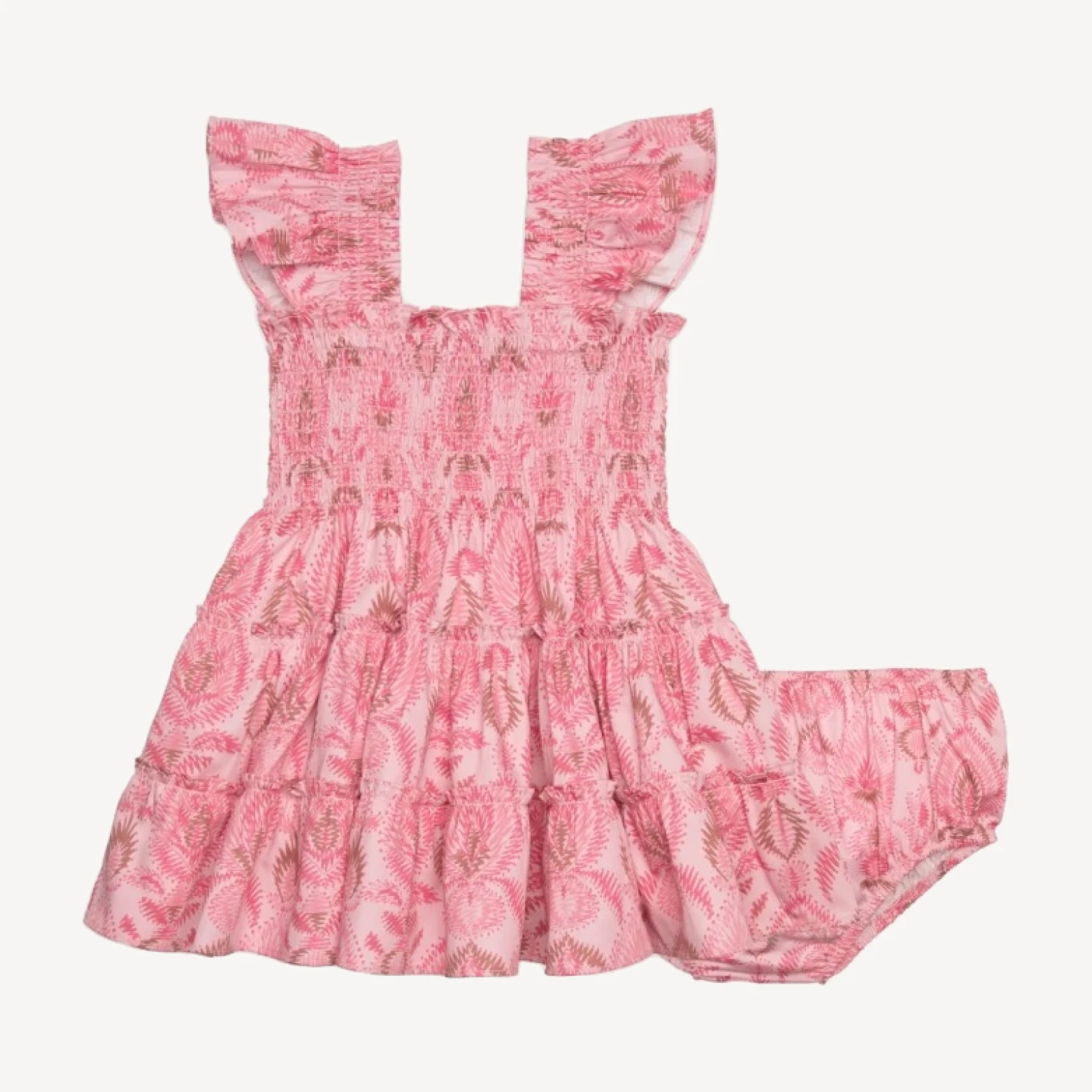 The Baby Ellie Nap Dress - Pink Palm Ikat