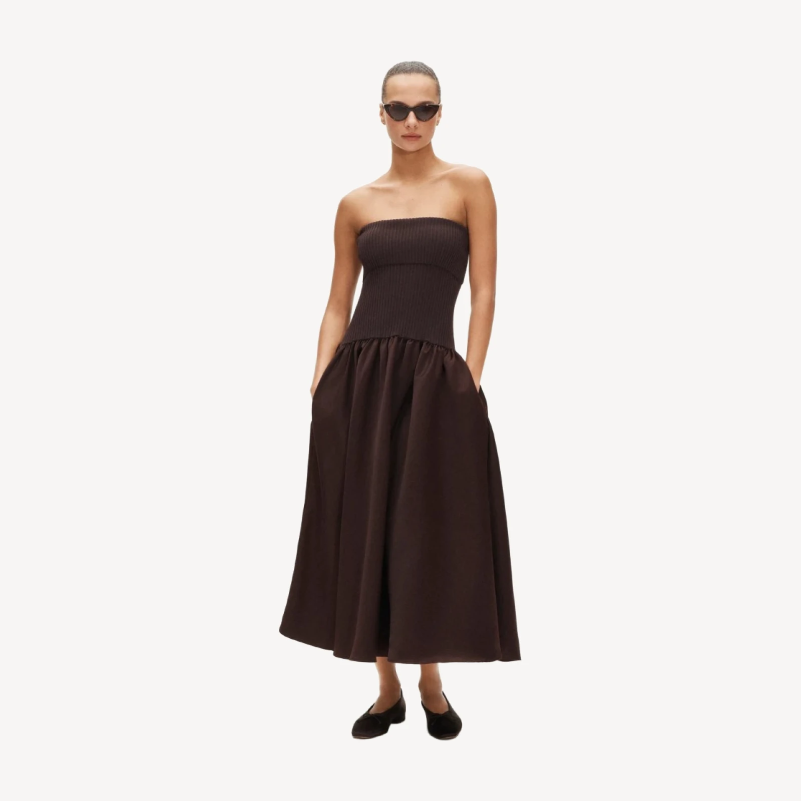 Collection foldover mixy dress in duchesse satin