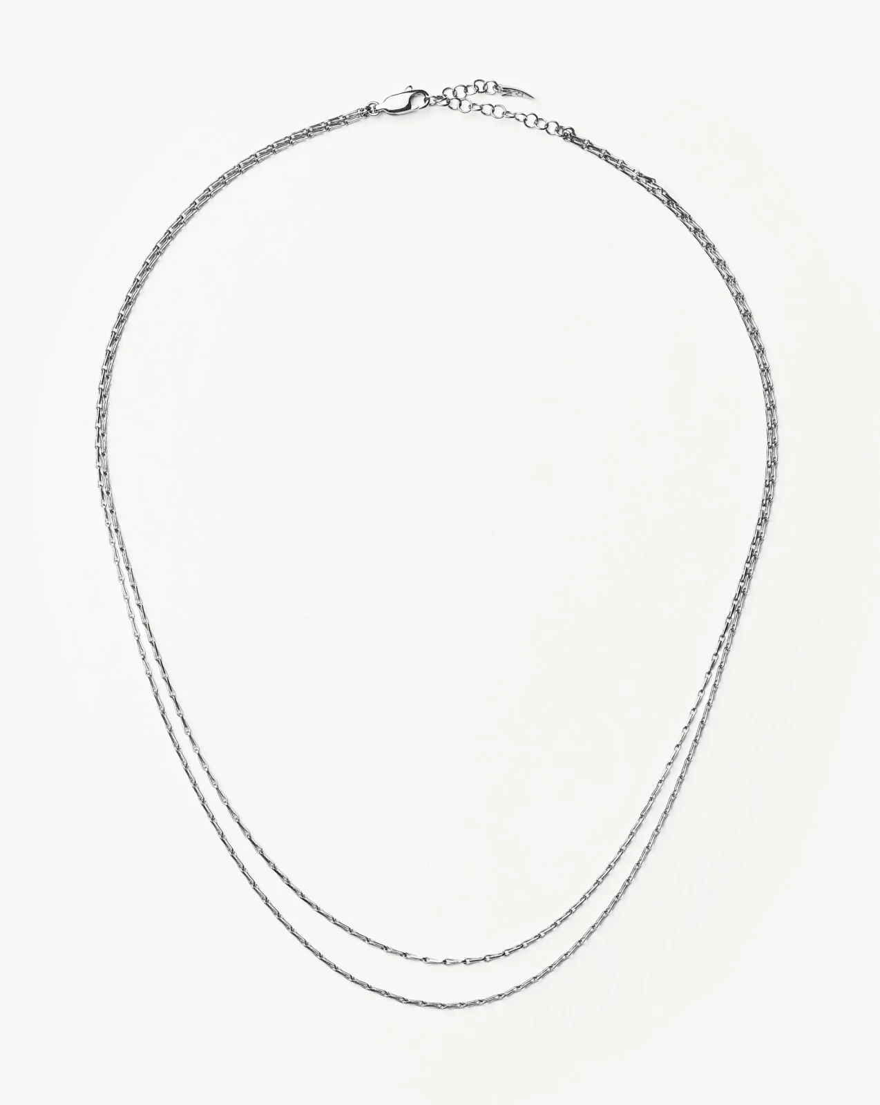 Savi Twisted Double Chain Necklace | Silver Plated
