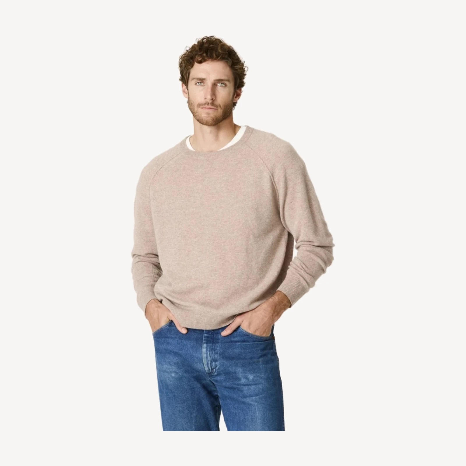 LORENZO CASHMERE CREWNECK - CHINCHILLA