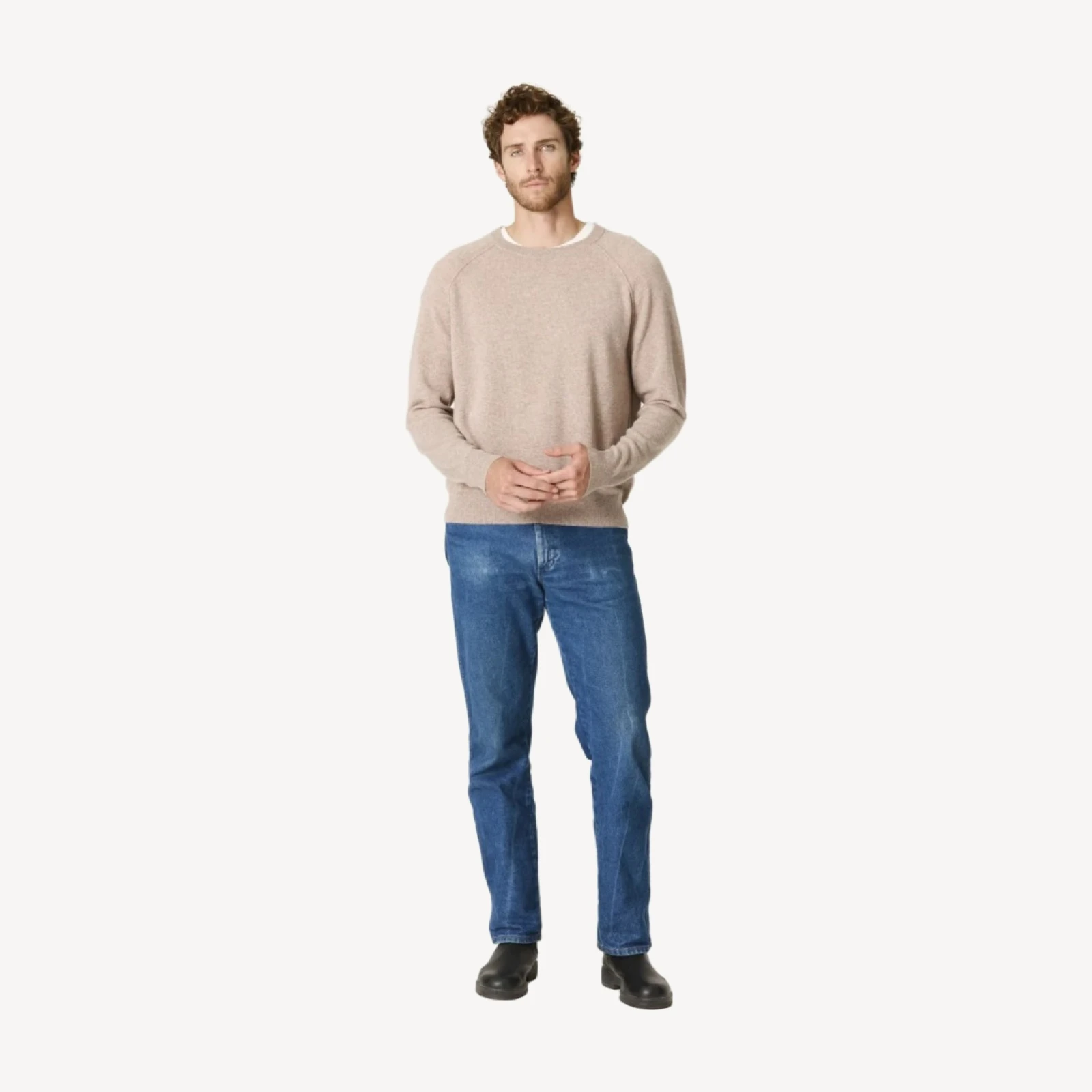 LORENZO CASHMERE CREWNECK - CHINCHILLA