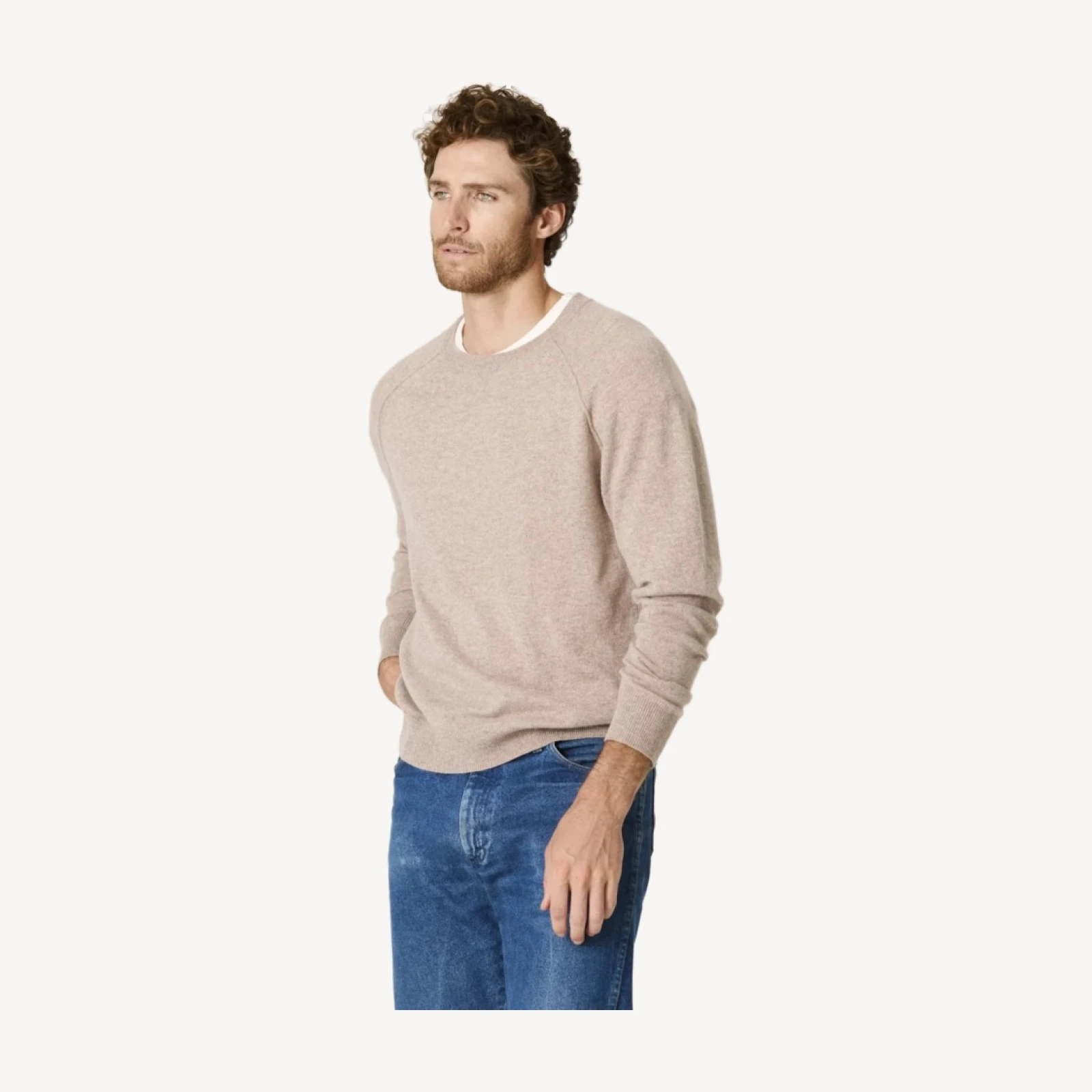 LORENZO CASHMERE CREWNECK - CHINCHILLA